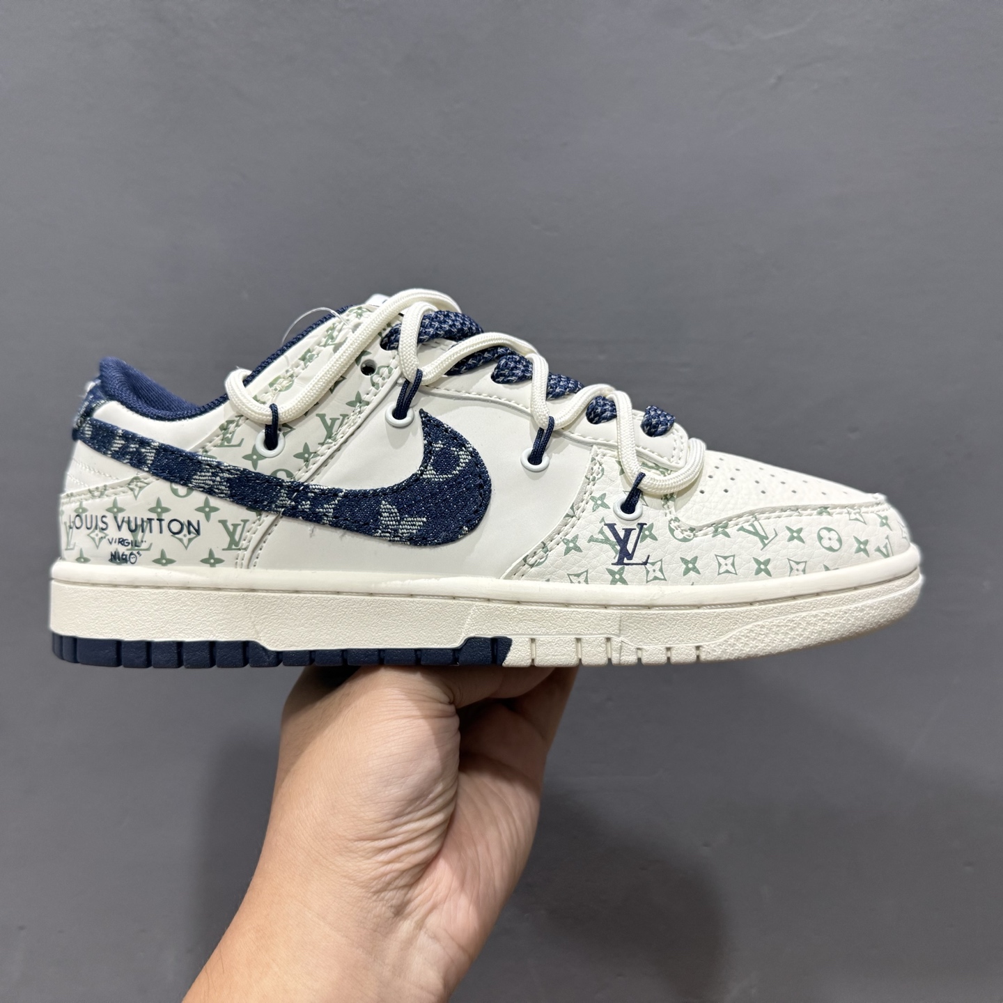 Nike SB Dunk Low LV联名 绑带牛仔蓝勾 周年高端定制 低帮休闲板鞋 YX5066-329