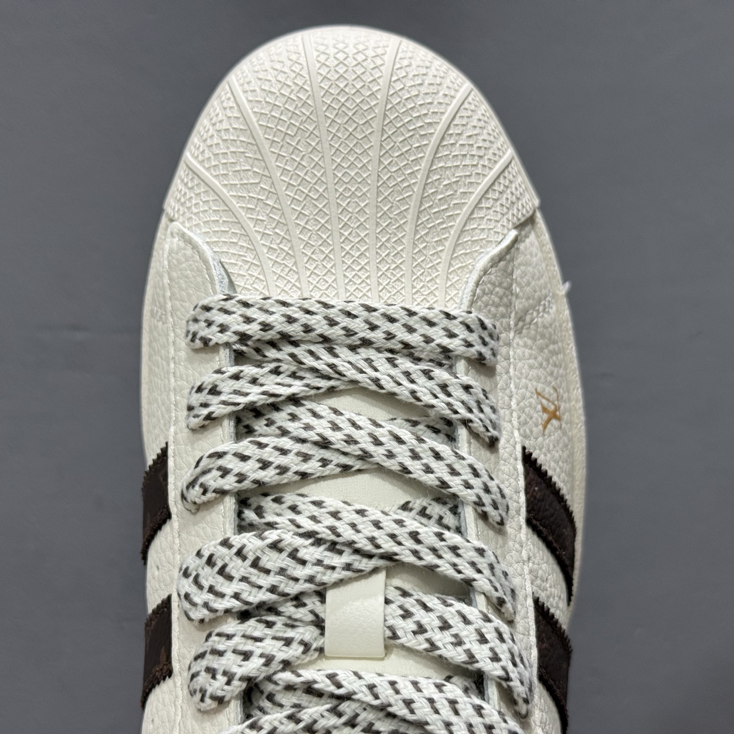 ＃纯原 CLOT x AD Originals Supstar #贝壳头LV联名限定 金标 贴合柔软皮料白棕配色