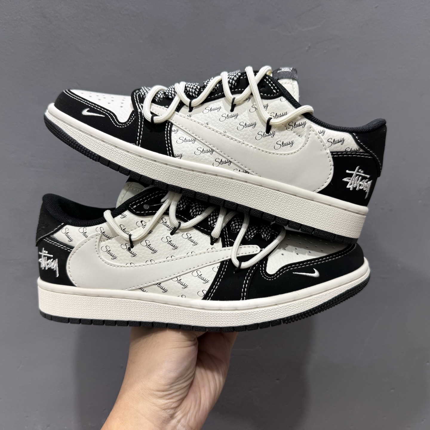 Fragment x TS x Air Jordan 1 Low x 斯图西 绑带 三方联名倒钩低帮 SJ0086-131