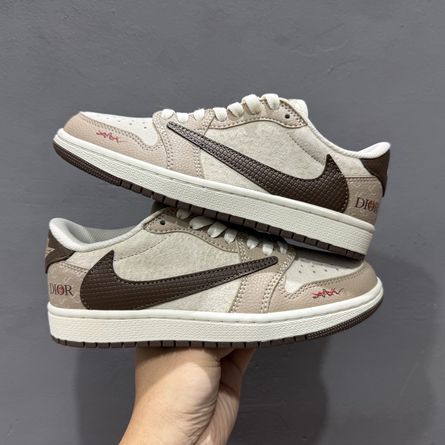 Travi Scott x Fragment Design x Air Jordan 1 Low OG SP AJ1 乔1 迪奥联名蛇年限定 棕蛇纹 DM7866-074