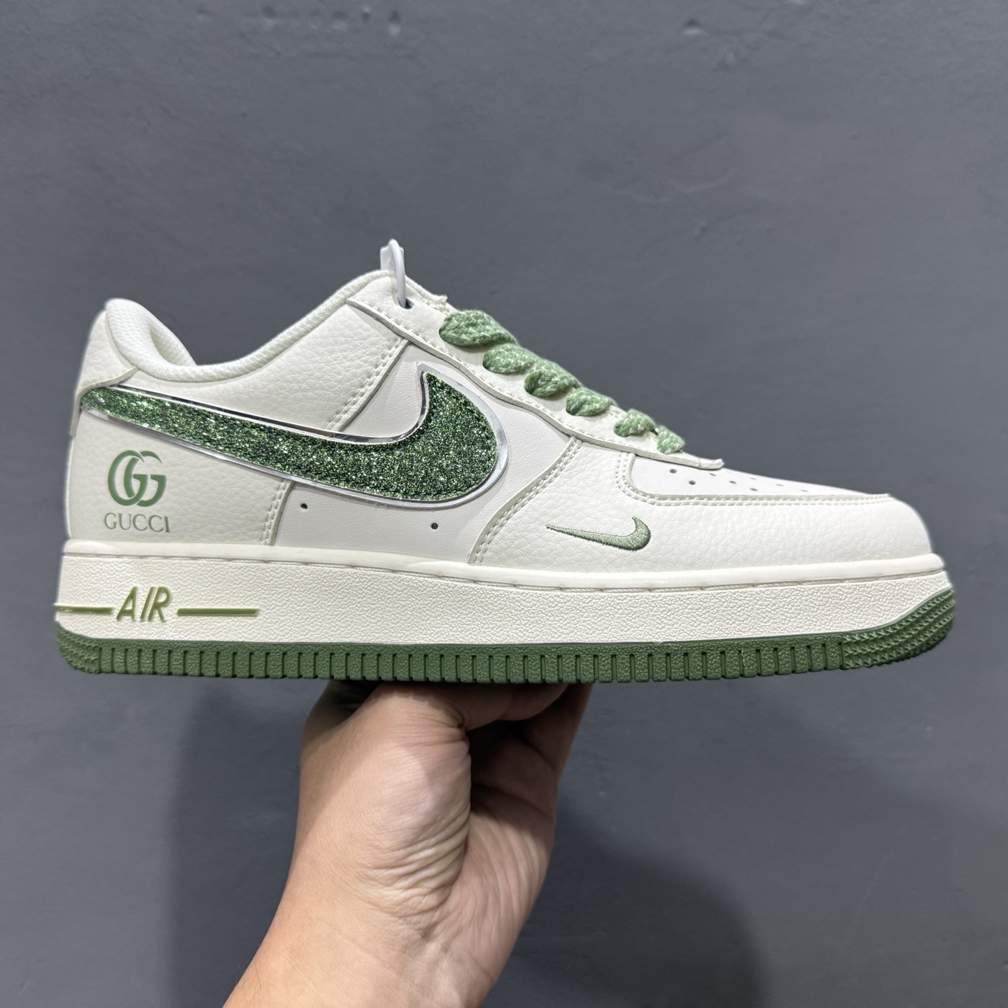 独家实拍C版 Nike Air Force 1 Low 07 x GUCCI 白咖小钩满天星 QY6818-606