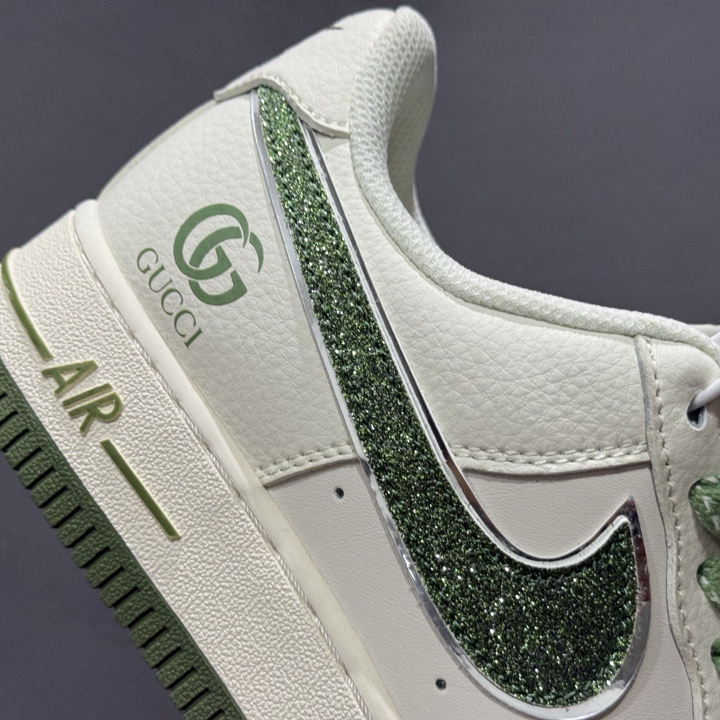 独家实拍C版 Nike Air Force 1 Low 07 x GUCCI 白咖小钩满天星 QY6818-606