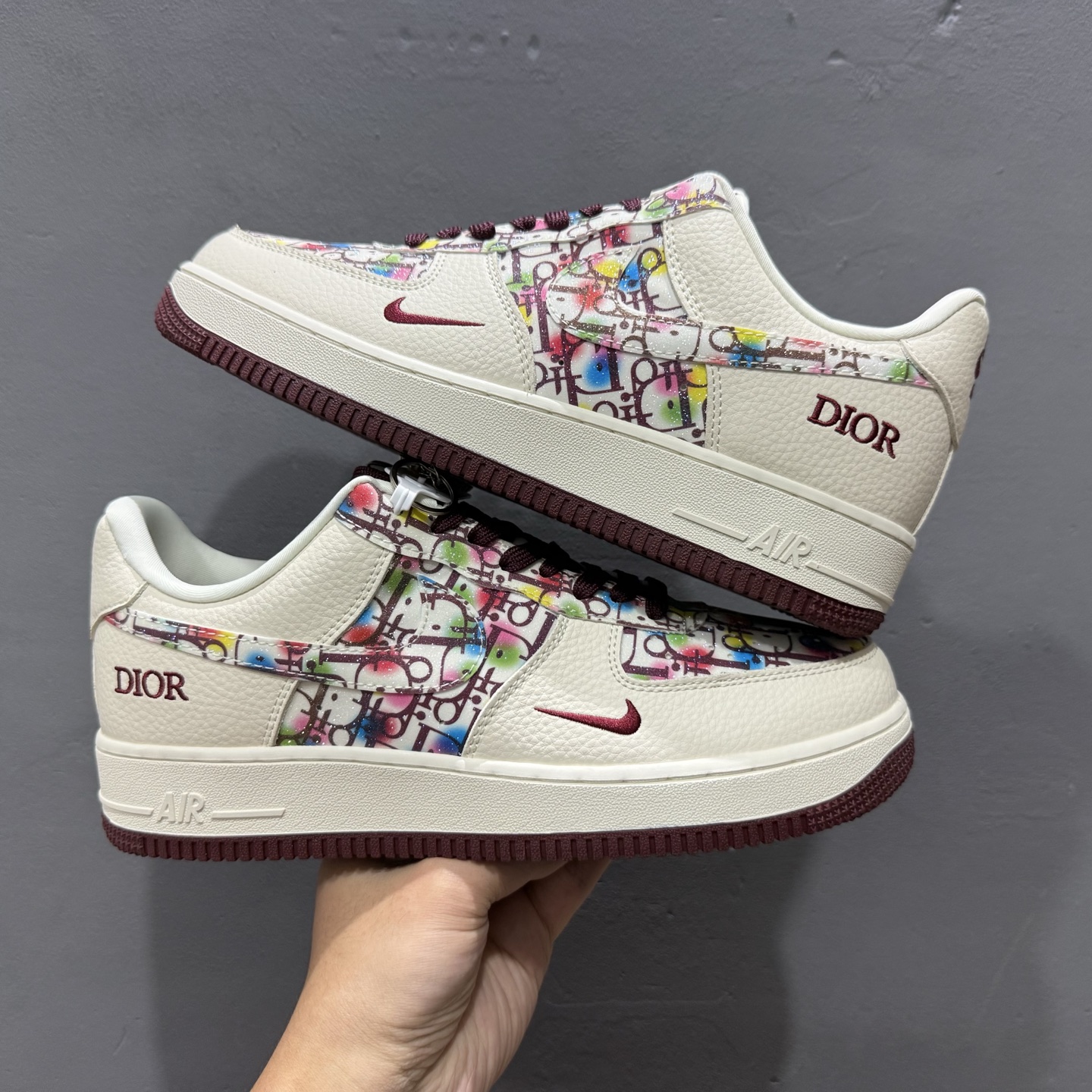 独家实拍Nike Air Force 1‘07 Low 迪奥联名 彩色插花 空军一号低帮休闲板鞋 DF0188-063