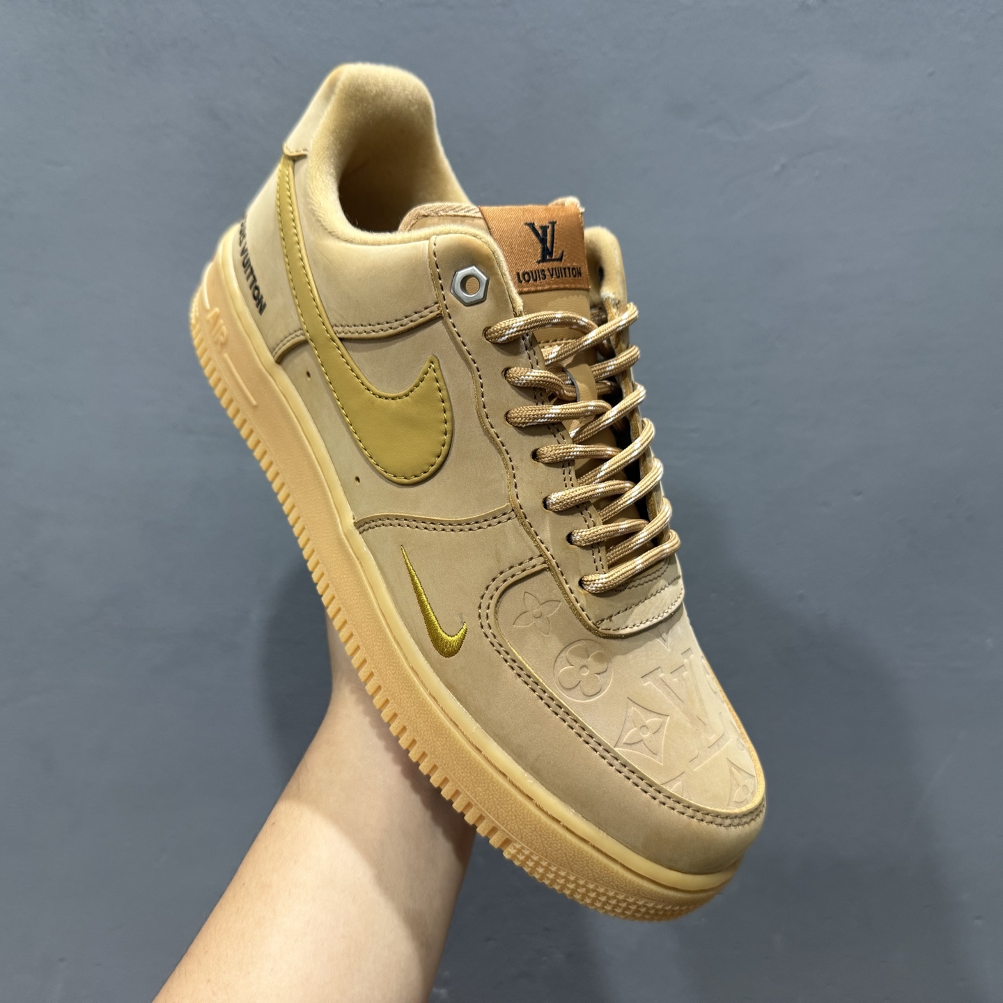 LV x Nike Air Force 1'07 Low 驴牌印花小麦色 空军一号低帮休闲板鞋 CJ9179-200