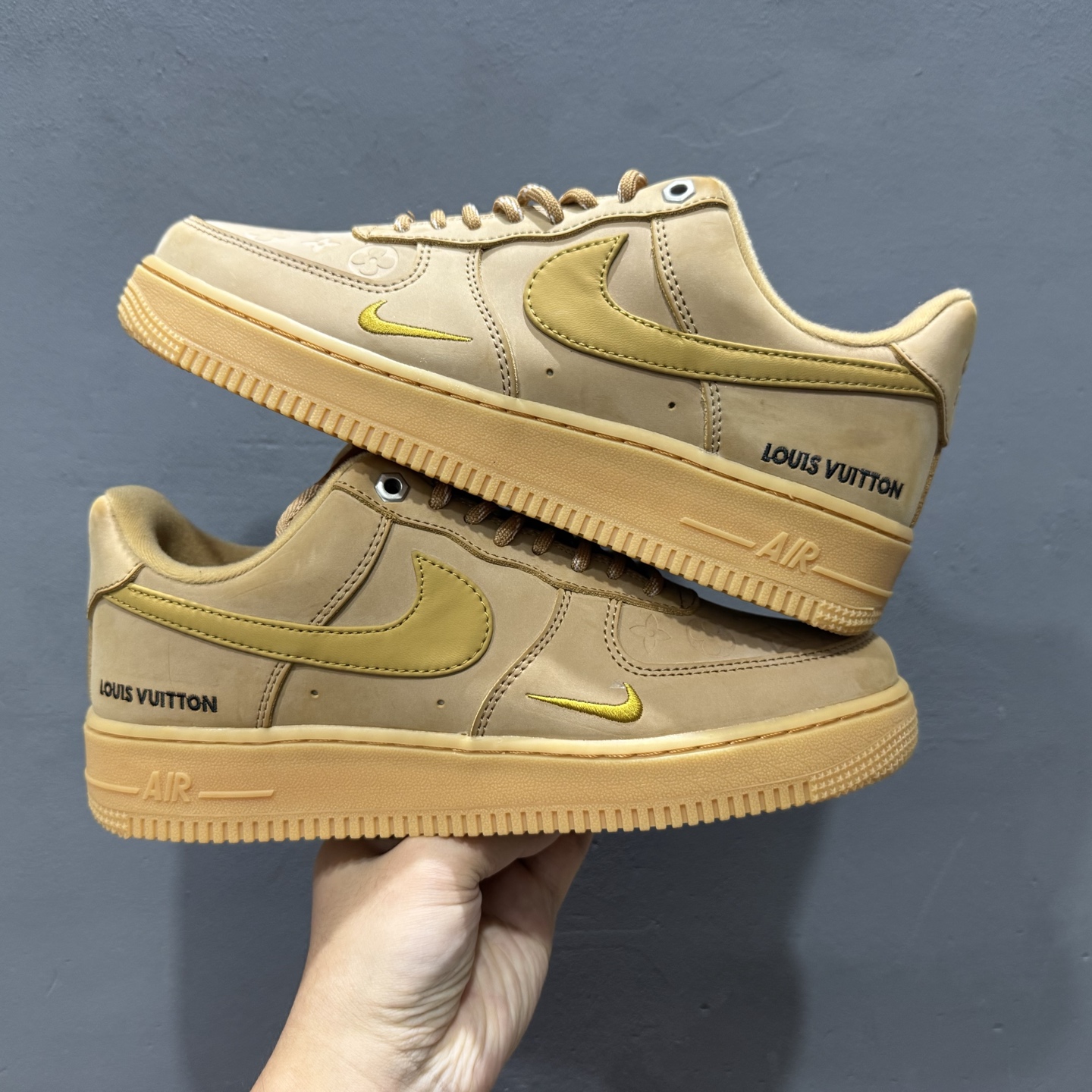 LV x Nike Air Force 1'07 Low 驴牌印花小麦色 空军一号低帮休闲板鞋 CJ9179-200