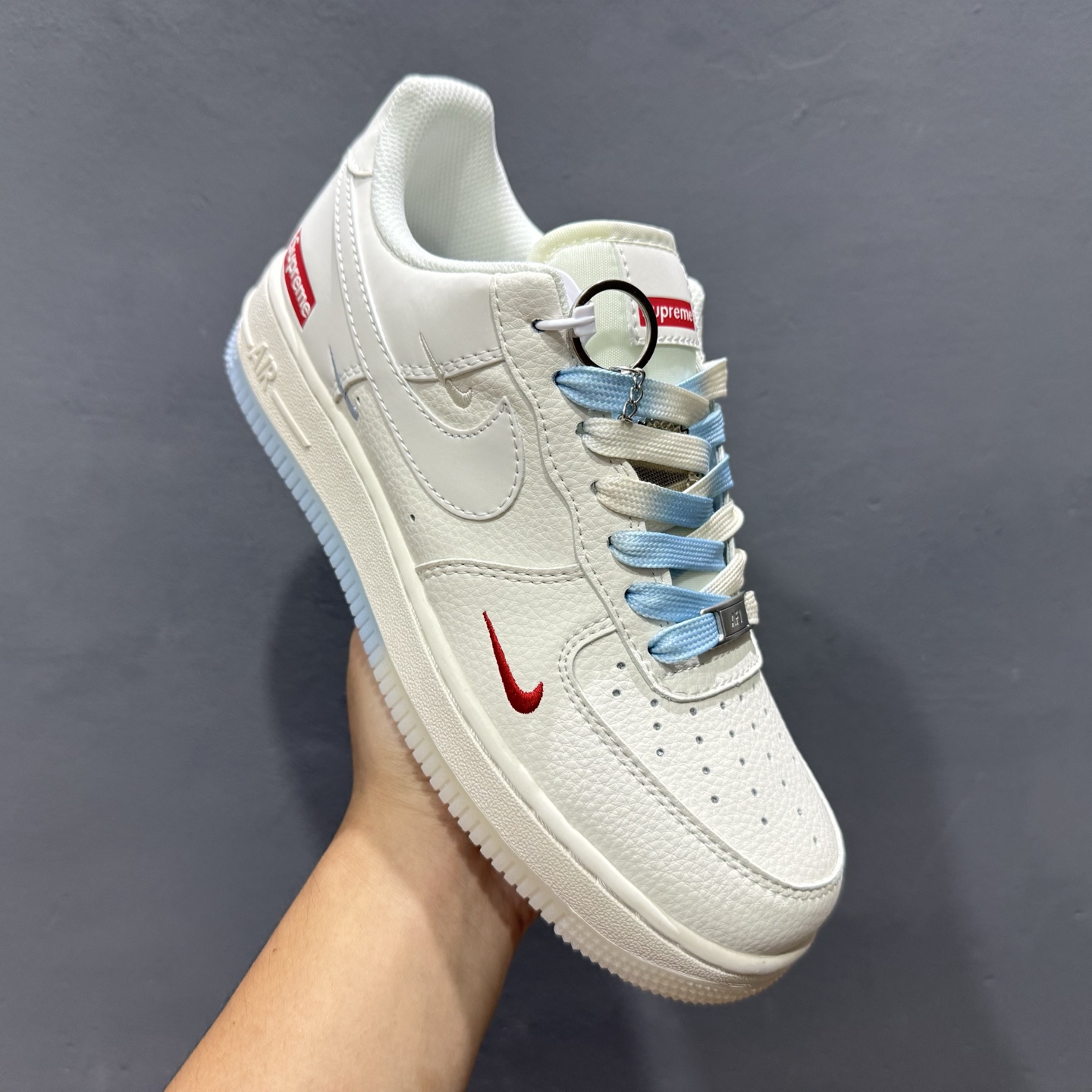 Nike Air Force 1'07 Low Supreme联名 双拼米蓝 空军一号低帮休闲板鞋 XX3168-179