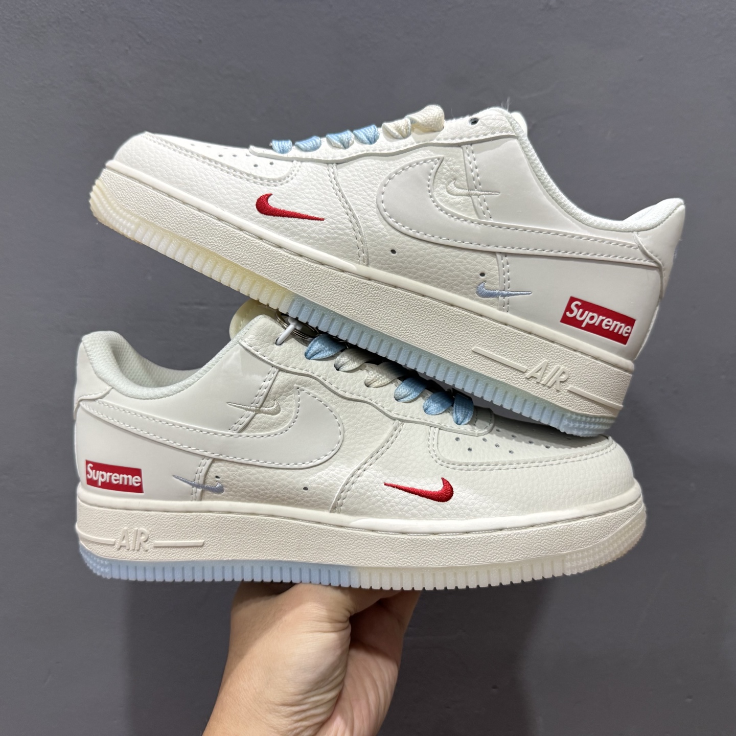 Nike Air Force 1'07 Low Supreme联名 双拼米蓝 空军一号低帮休闲板鞋 XX3168-179