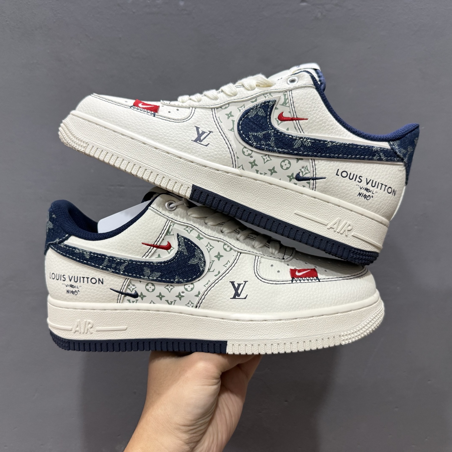 Nike Air Force 1'07 Low LV联名 双拼蓝牛仔勾 空军一号低帮休闲板鞋 YX5066-342