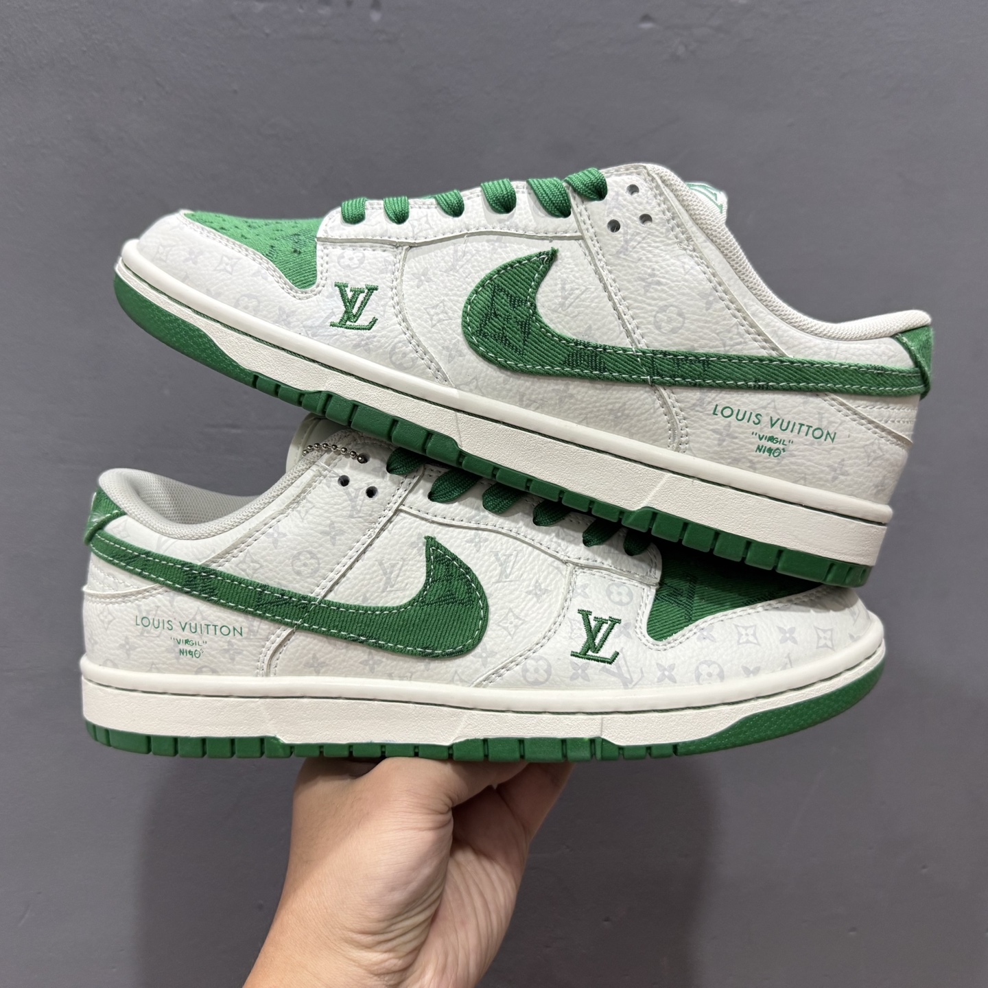 SC版Nike SB Dunk Low LV联名 绿色牛仔 周年高端定制 低帮休闲板鞋  SC9772-805
