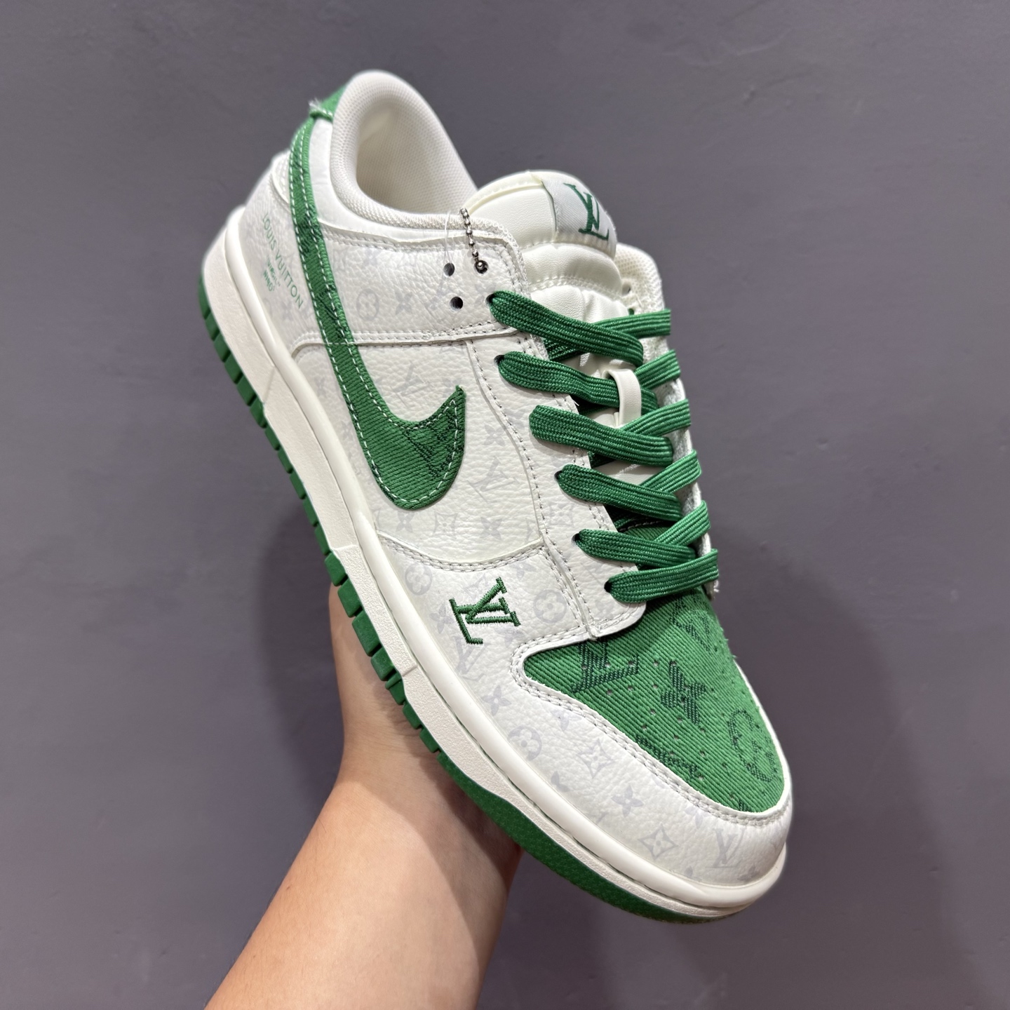 SC版Nike SB Dunk Low LV联名 绿色牛仔 周年高端定制 低帮休闲板鞋  SC9772-805