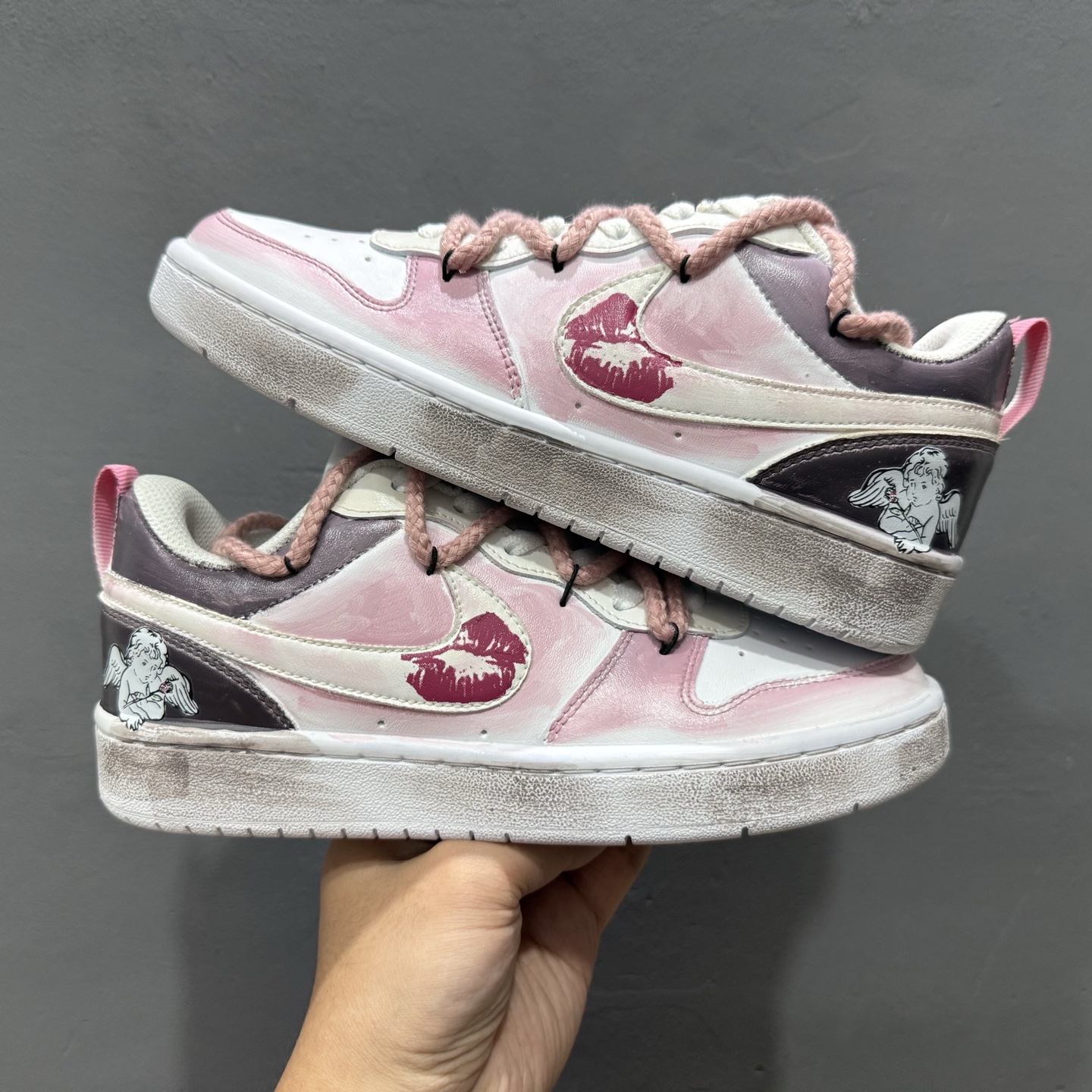 Nike Court Borough[嘴唇] “吻箭倾心”[嘴唇]解构手绘 潮流简约低帮板鞋  BQ5448-216