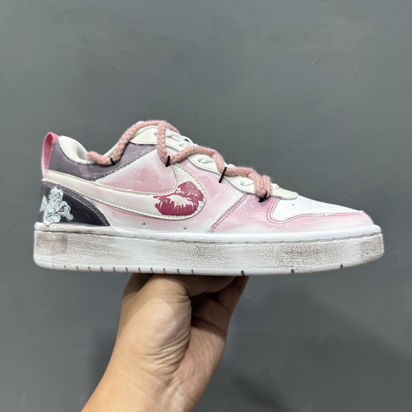 Nike Court Borough[嘴唇] “吻箭倾心”[嘴唇]解构手绘 潮流简约低帮板鞋  BQ5448-216