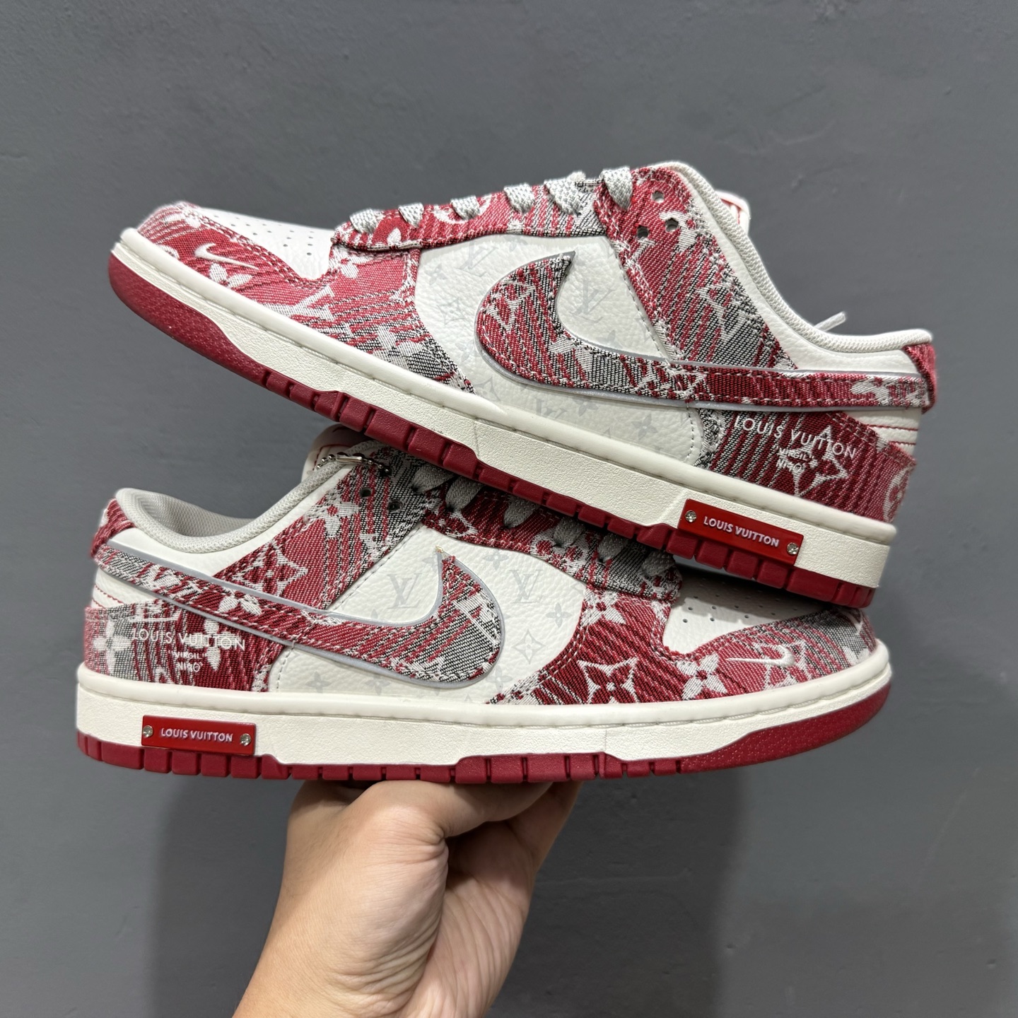 Nike SB Dunk Low LV联名 灰红牛仔 周年高端定制 低帮休闲板鞋 SC9772-809