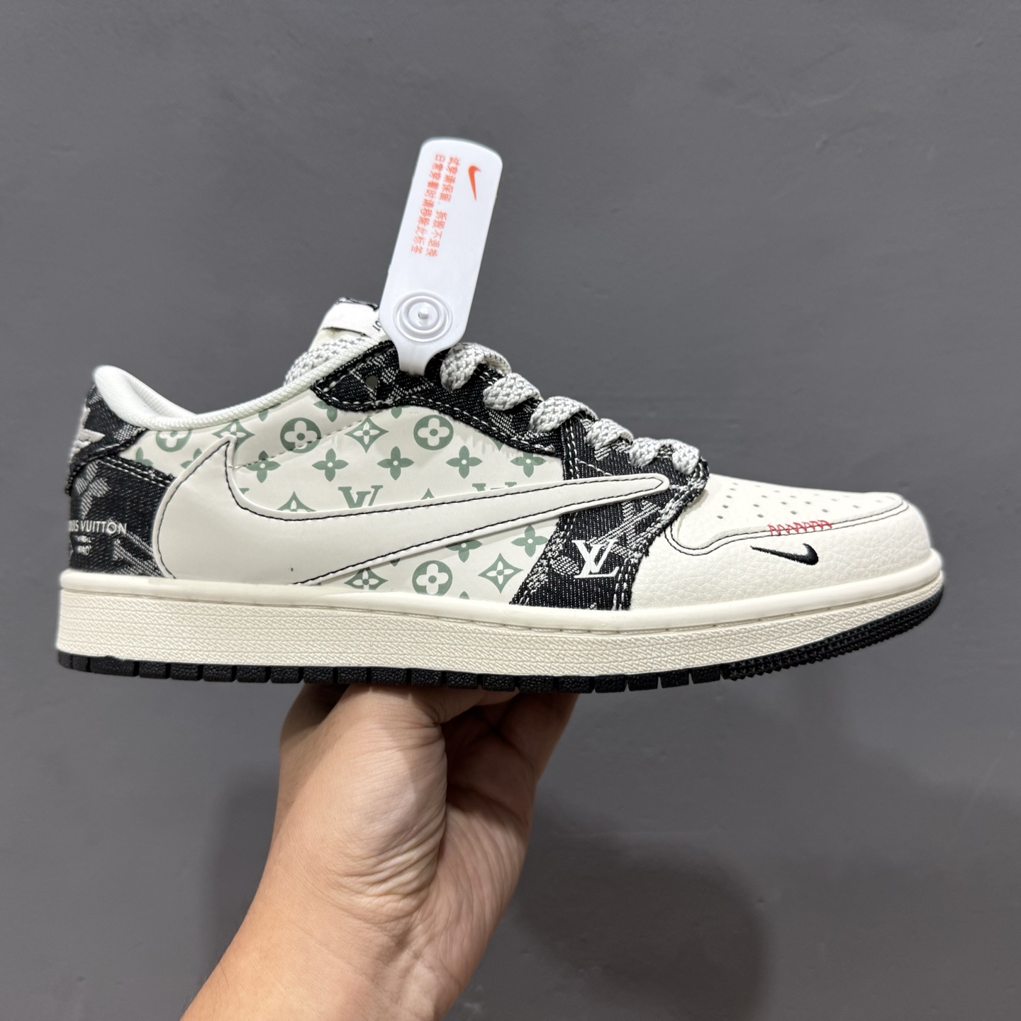 XC版Travis Scott x Fragment Design x Air Jordan 1 Low OG SP AJ1 乔1 LV联名 黑牛仔布 低帮文化休闲板鞋  YX5066-327