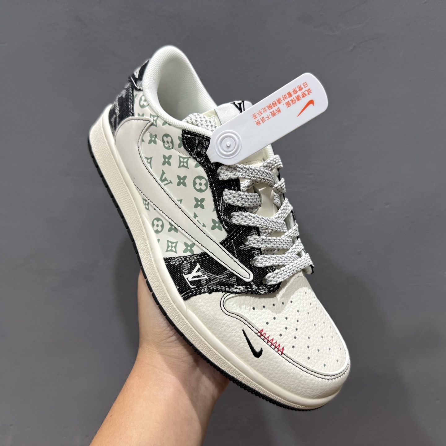 XC版Travis Scott x Fragment Design x Air Jordan 1 Low OG SP AJ1 乔1 LV联名 黑牛仔布 低帮文化休闲板鞋  YX5066-327