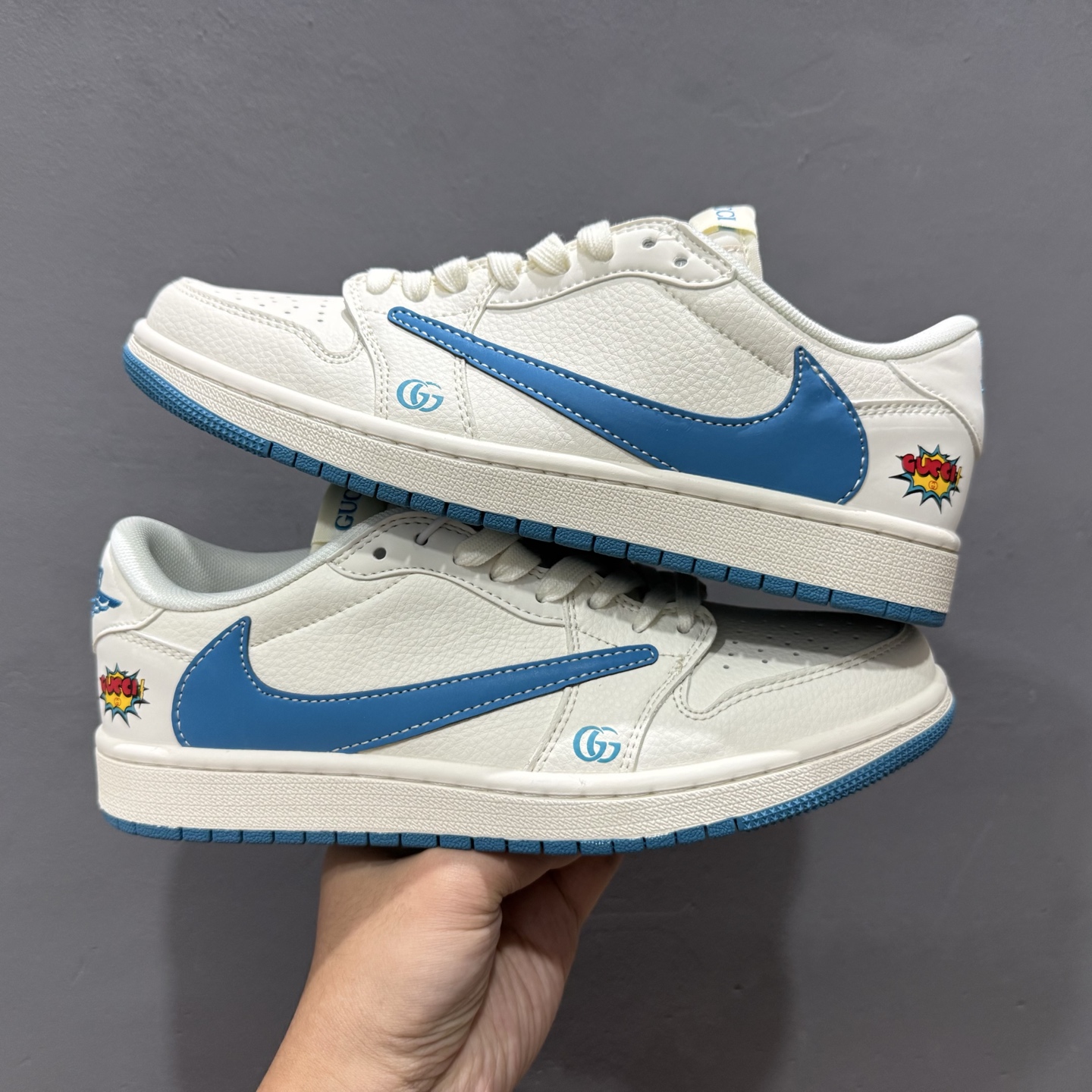 Travis Scott x Fragment Design x Jordan Air Jordan 1 Low OG SP “古驰联名——蓝勾蓝底”低帮休闲板鞋 ZH2598-165 Travis Scott x Fragment Design x Jordan Air Jordan 1 Low OG SP “古驰联名——蓝勾蓝底”低帮休闲板鞋 ZH2598-165