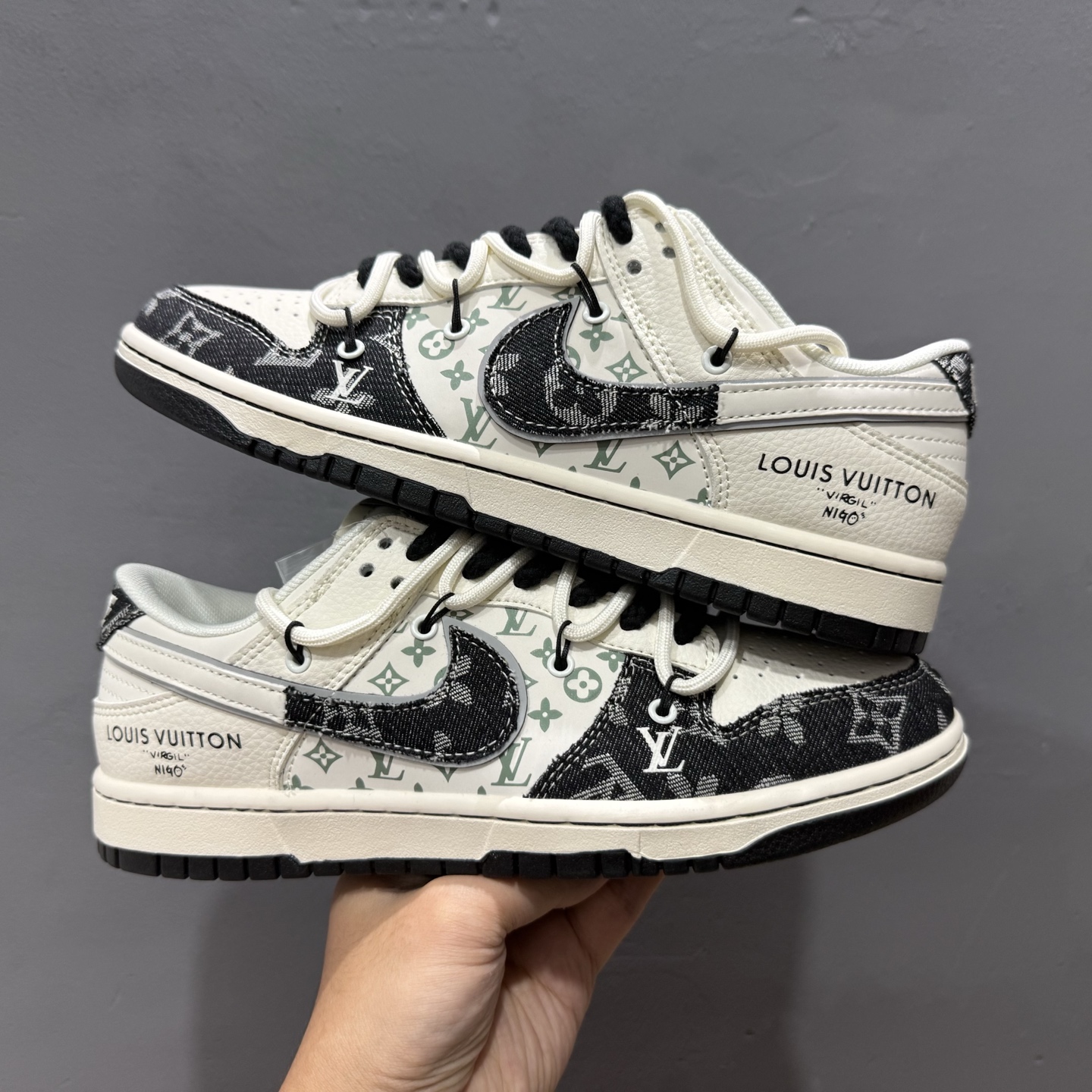 XC版Travis Scott x Fragment Design x Air Jordan 1 Low OG SP AJ1 乔1 LV联名 黑牛仔布 低帮文化休闲板鞋 YX5066-338