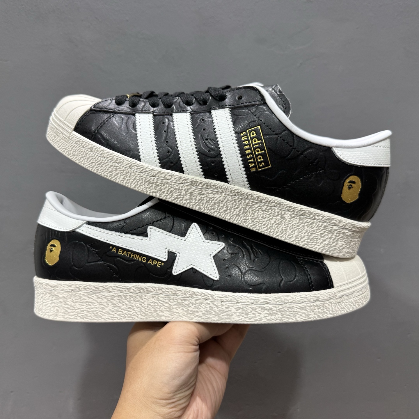 atmos x BAPE x adidas originals SUPERSTAR 白黑色 JQ3666
