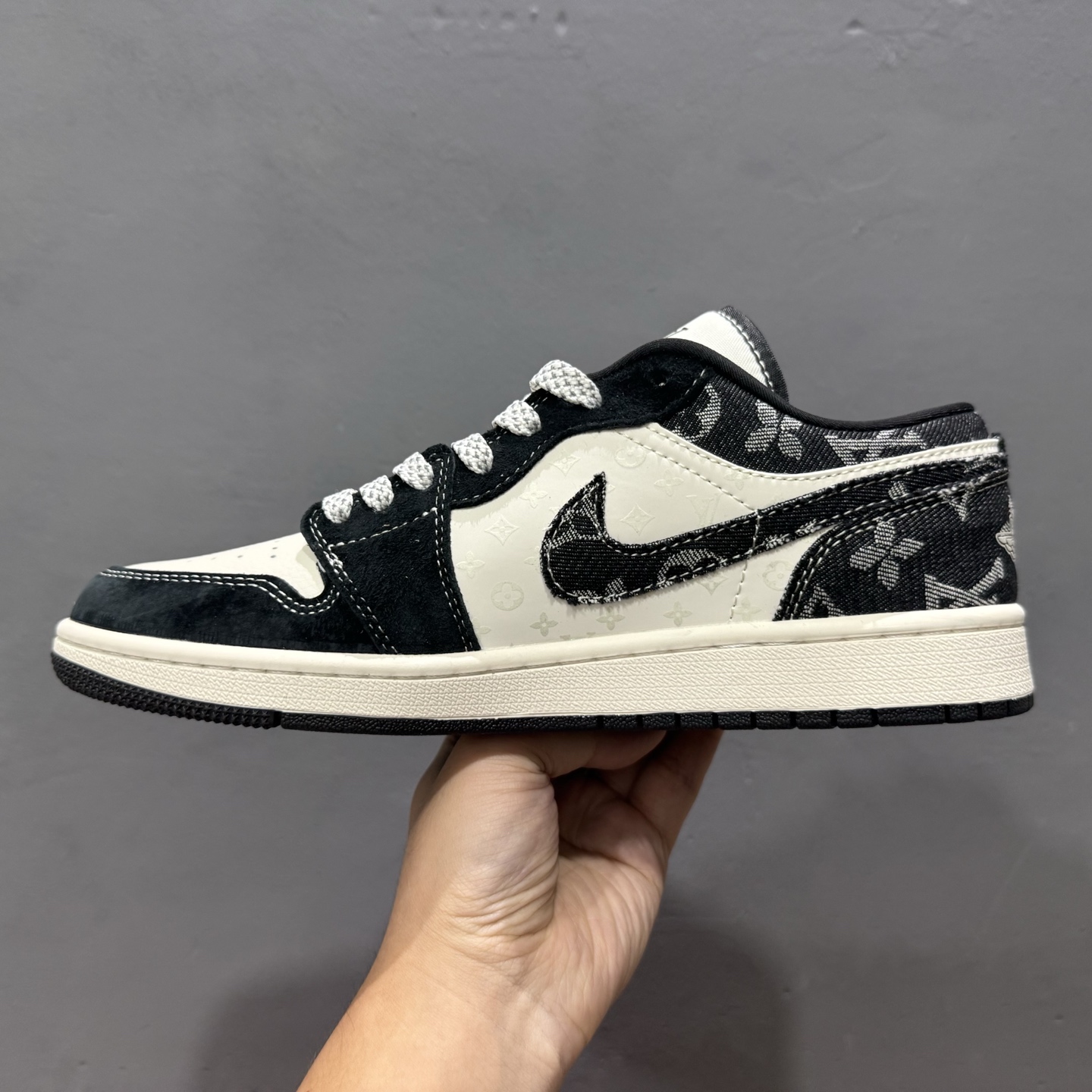 Air Jordan 1 Low AJ1 乔1 LV联名 黑布红标 高端定制 低帮复古篮球鞋  YX5066-369