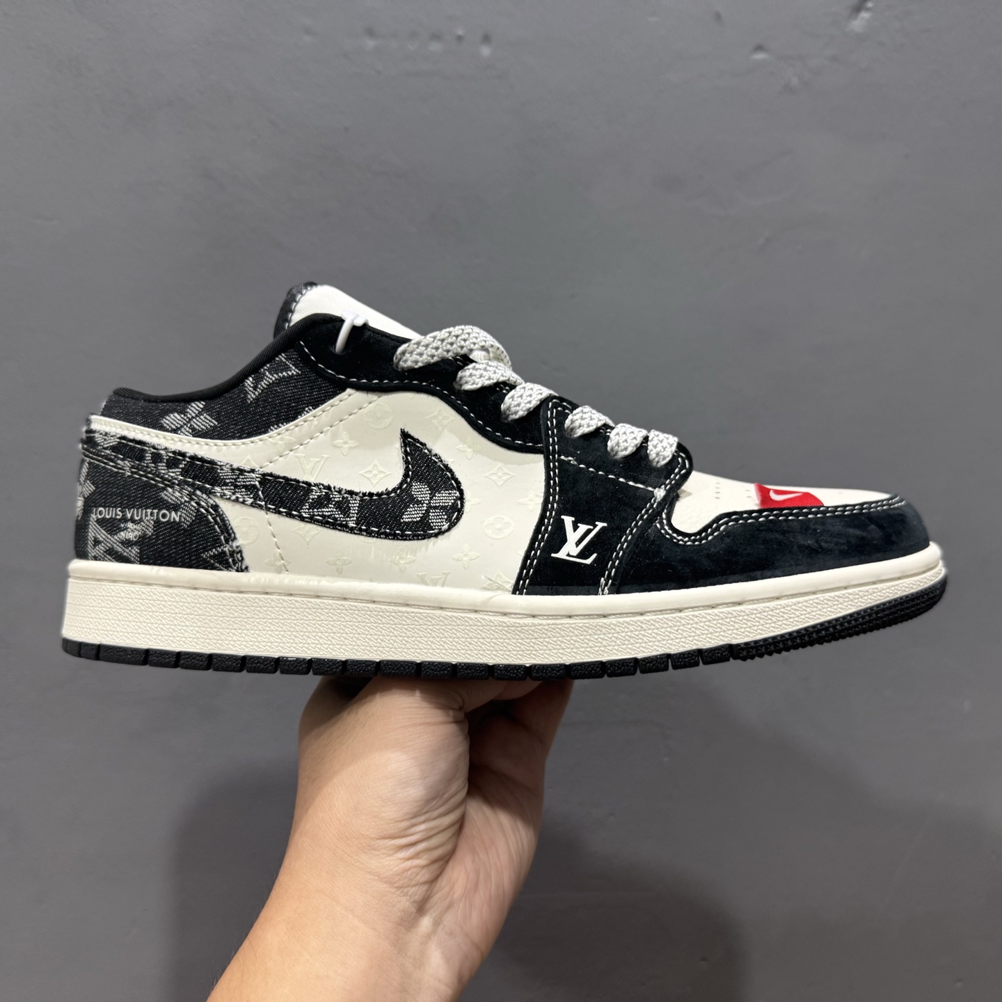 Air Jordan 1 Low AJ1 乔1 LV联名 黑布红标 高端定制 低帮复古篮球鞋  YX5066-369