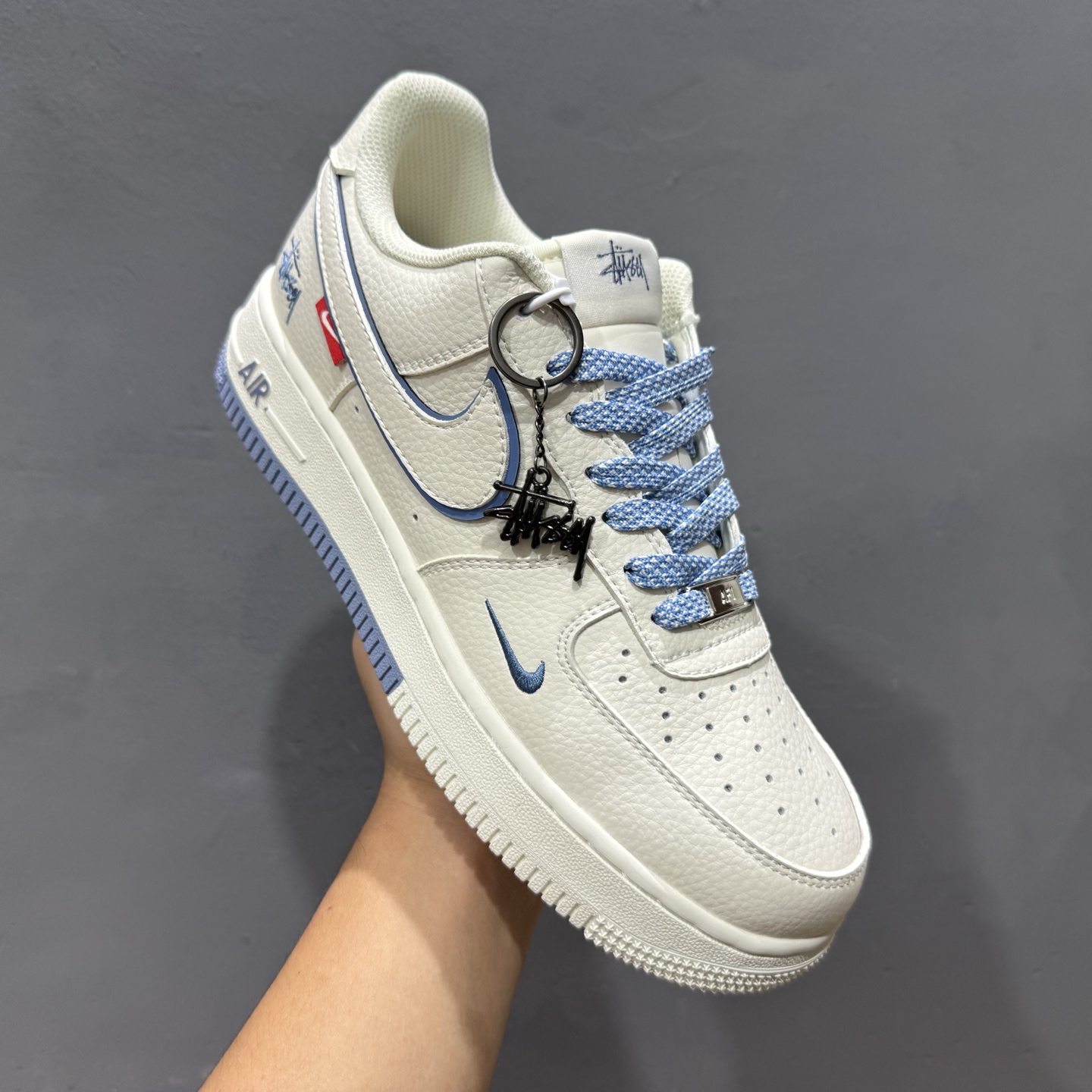 独家实拍C版 Nike Air Force 1 Low 07 x Stussy 白蓝小勾满天星 CS5288-019 独家实拍C版 Nike Air Force 1 Low 07 x Stussy 白蓝小勾满天星 CS5288-019
