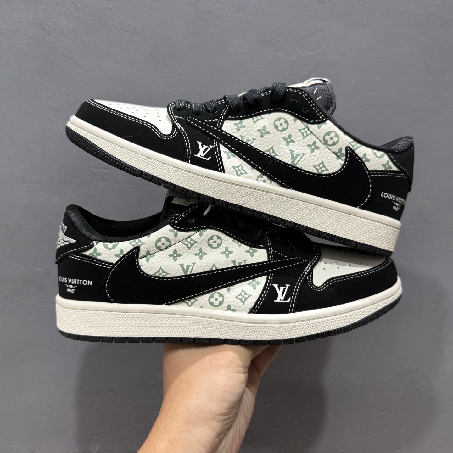 XC版Fragment x Travis Scott x LV Air Jordan 1 Low 三方联名倒钩  LX1988-200
