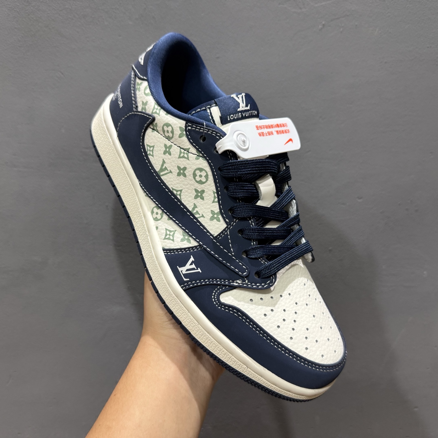 XC版Travis Scott x Fragment Design x Air Jordan 1 Low SP AJ1 乔1 LV联名深海蓝 低帮文化休闲板鞋 LX1988-103