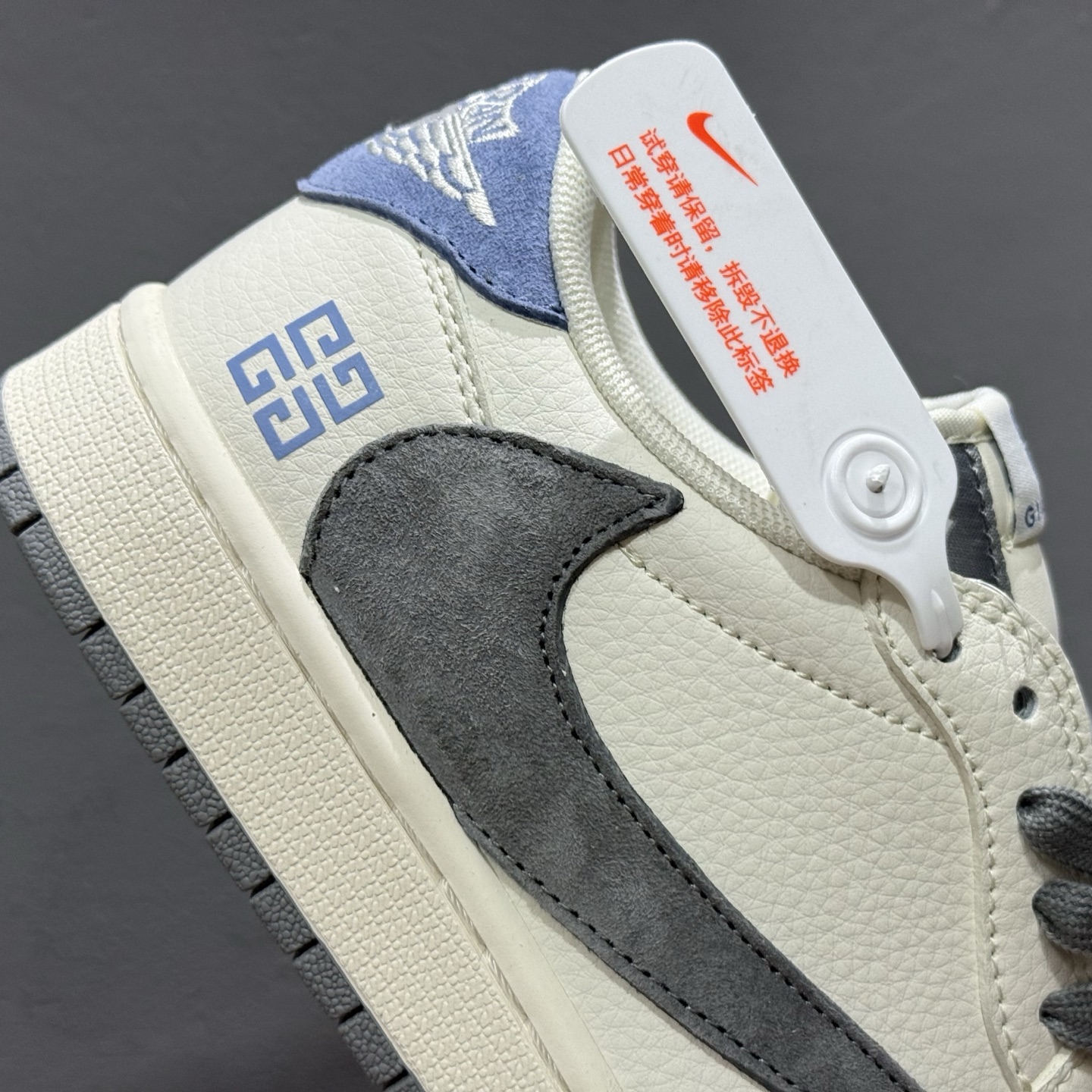 XC版Travis Scott x Fragment Design x Air Jordan 1 Low SP AJ1 乔1 LV联名深海蓝 低帮文化休闲板鞋 LX1988-111