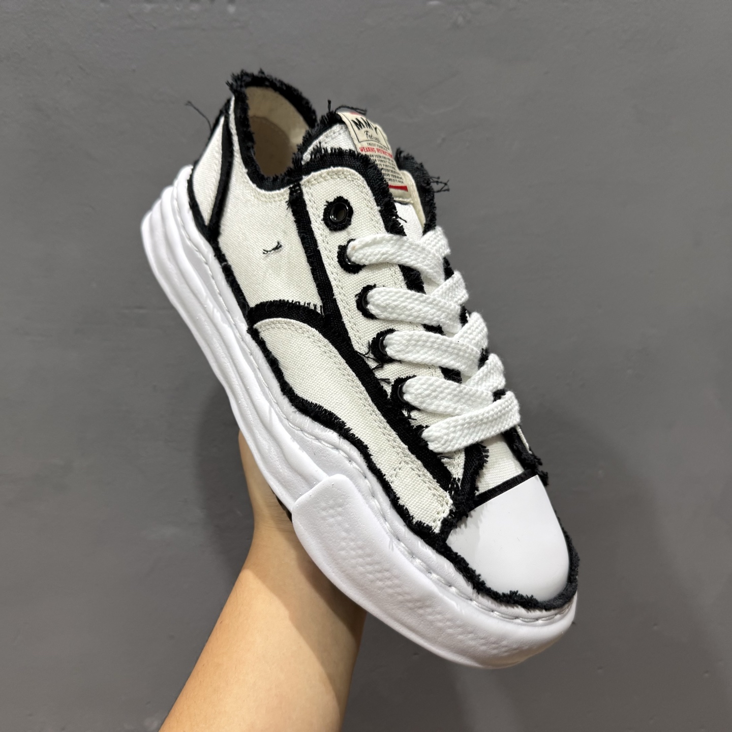 Maison Mihara Yasuhiro x AMIRI Skel-Top Low MMY 三原康裕 圆头系带 低帮 帆布 溶解鞋