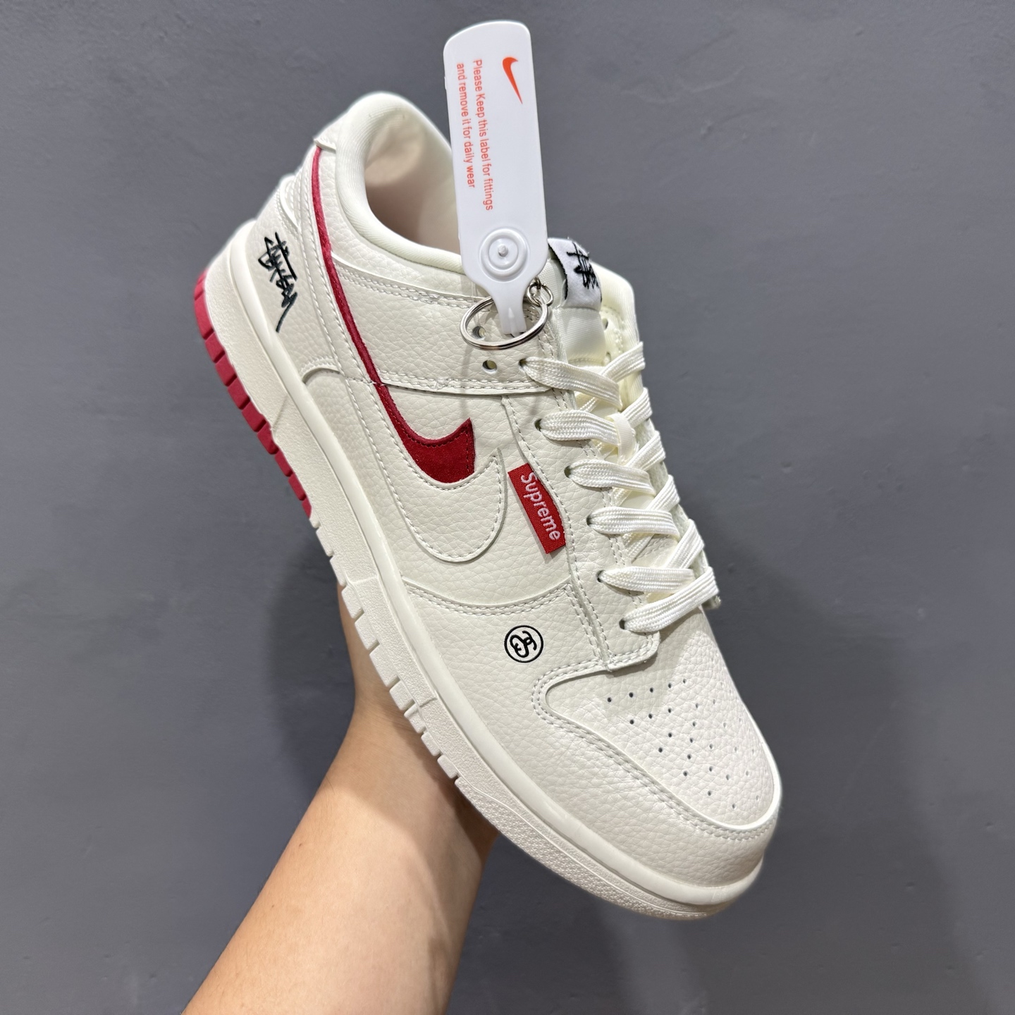 独家实拍Nike SB Dunk Low 联名 白红双勾 周年高端定制 低帮休闲板鞋 LW1818-119