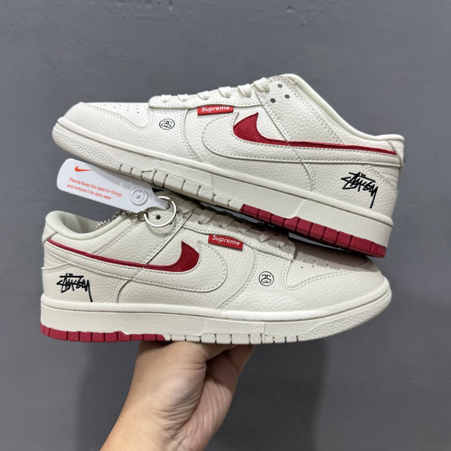 独家实拍Nike SB Dunk Low 联名 白红双勾 周年高端定制 低帮休闲板鞋 LW1818-119