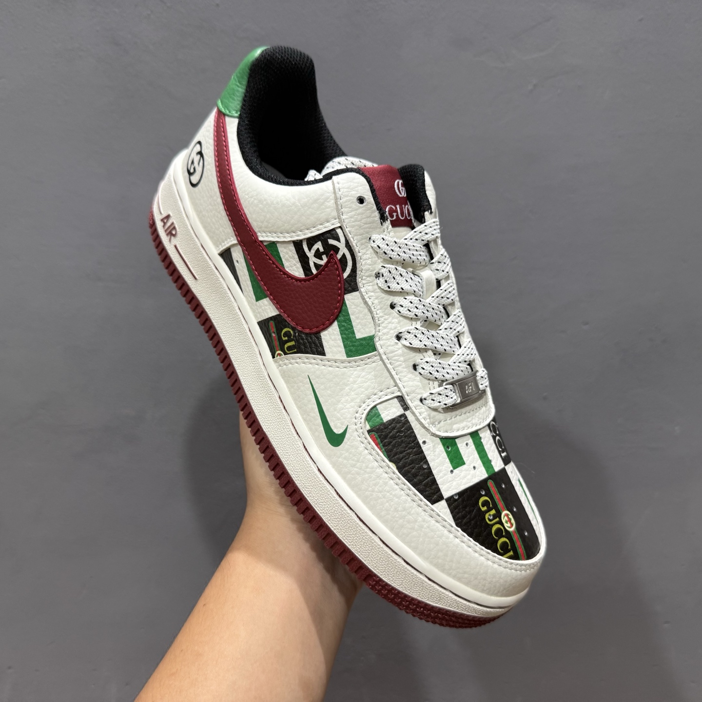 260 Nike Air Force 1 Low 07 x GUCCI 白绿小勾满天星 LW9279-012