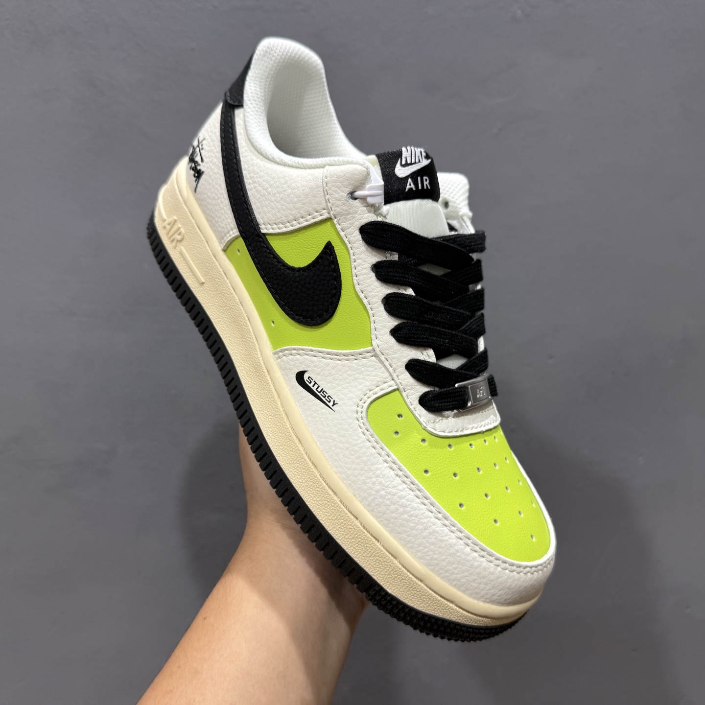 260 独家实拍Nike Air Force 1‘07 Low 斯图西联名 双拼米蓝 空军一号低帮休闲板鞋 QW5836-009