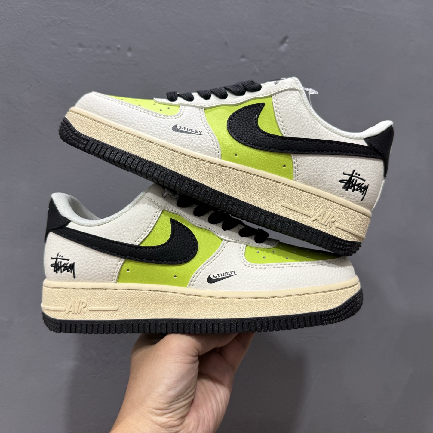 260 独家实拍Nike Air Force 1‘07 Low 斯图西联名 双拼米蓝 空军一号低帮休闲板鞋 QW5836-009