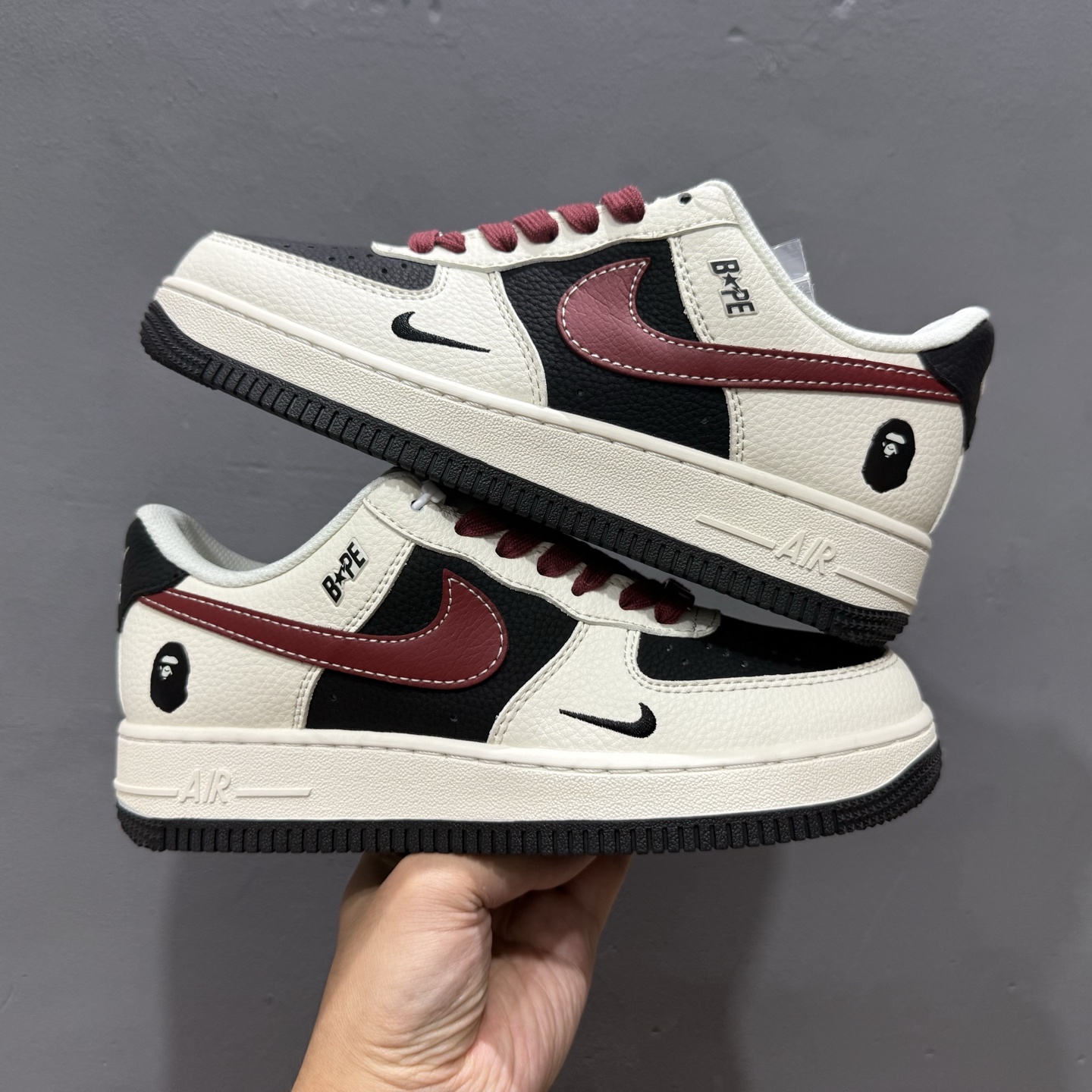 260 Bape x Nike Air Force 1 米黑拼接酒红 QW5836-007-Chinese UA Cheap High Quatity Brand Clothes Bags handbags Sneakers wholesale wholesaler seller from China Factory suppliers Fashion Clothing Shoes best Quality Beautiful Price 260 Bape x Nike Air Force 1 米黑拼接酒红 QW5836-007