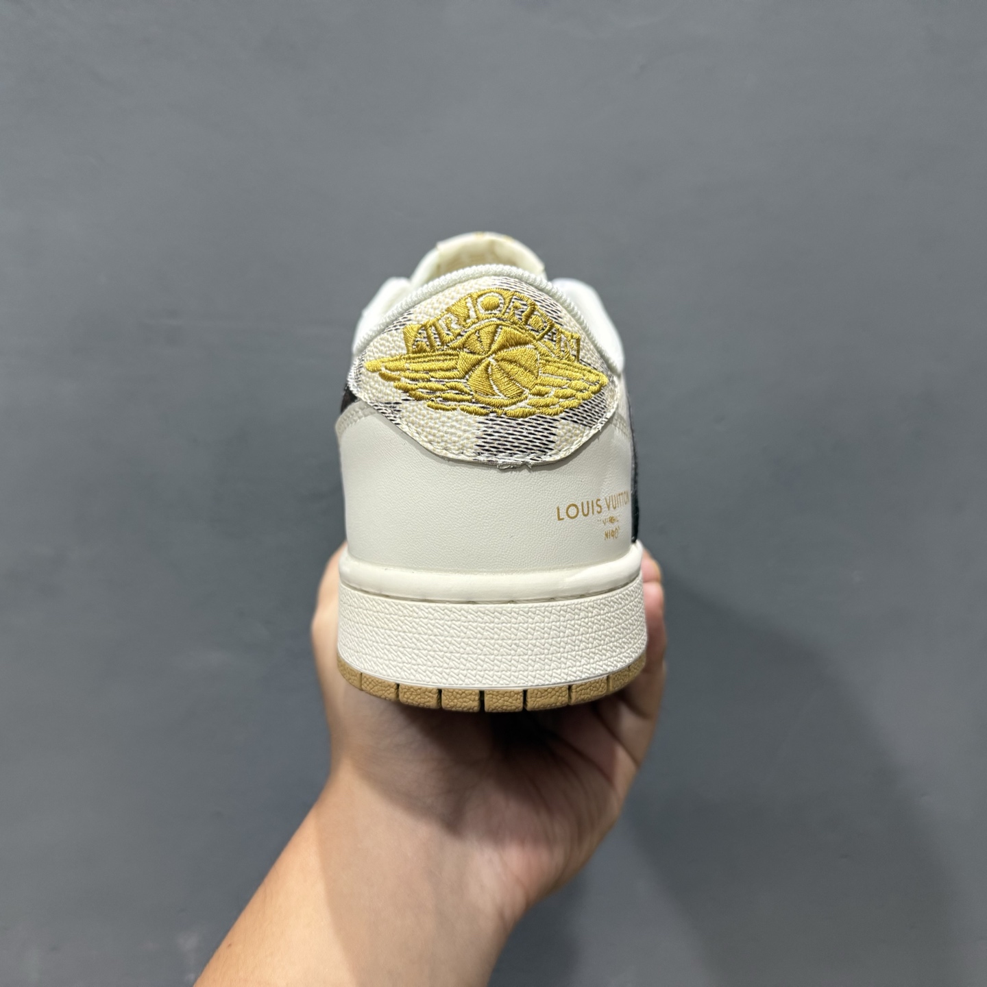 280 独家实拍Travis Scott x Fragment Design x Air Jordan 1 Low OG SP AJ1 乔1 LV联名 米棕方格 低帮文化休闲板鞋 XS7089-617