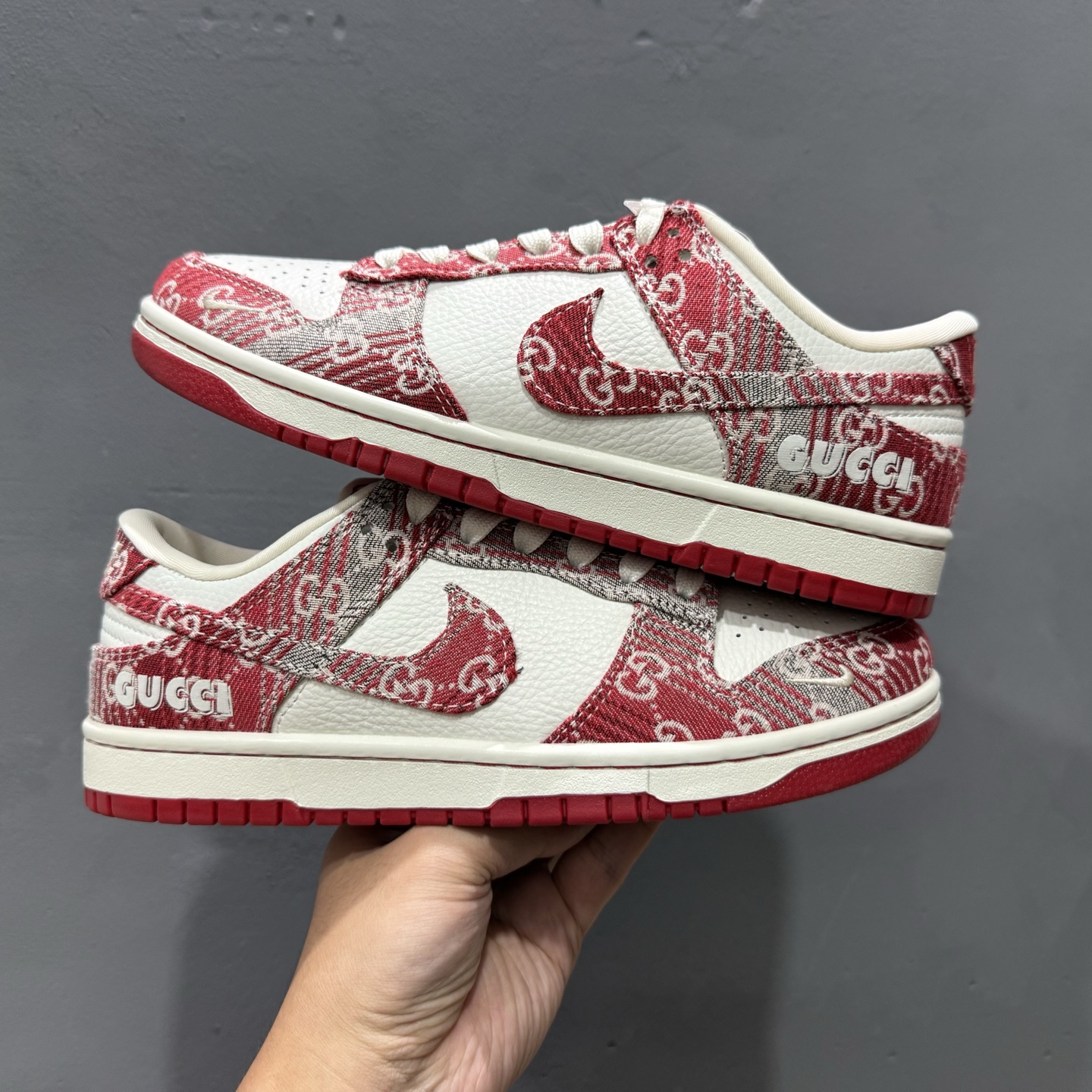 280 SC版Nike SB Dunk Low 古驰联名 灰红牛仔 周年高端定制 低帮休闲板鞋 SC9207-417