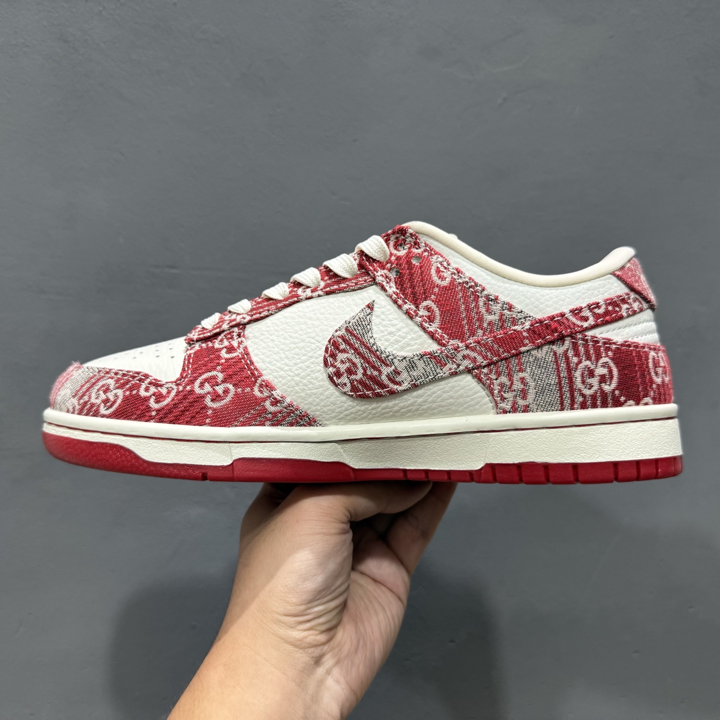 280 SC版Nike SB Dunk Low 古驰联名 灰红牛仔 周年高端定制 低帮休闲板鞋 SC9207-417
