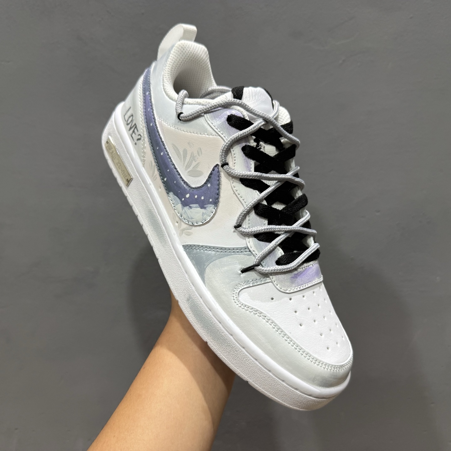 260 独家实拍 定制球鞋]Nike Court Borough“Love迷雾”解构手绘 潮流简约低帮板鞋 “Love 迷雾” 板鞋 BQ5448-217