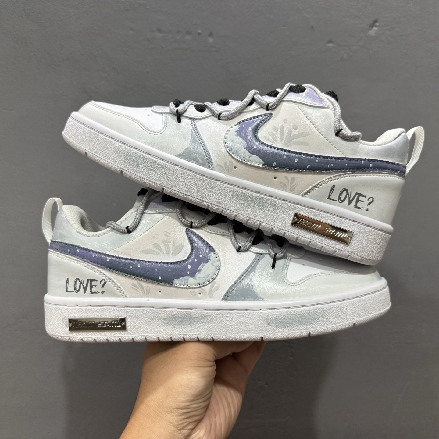 260 独家实拍 定制球鞋]Nike Court Borough“Love迷雾”解构手绘 潮流简约低帮板鞋 “Love 迷雾” 板鞋 BQ5448-217