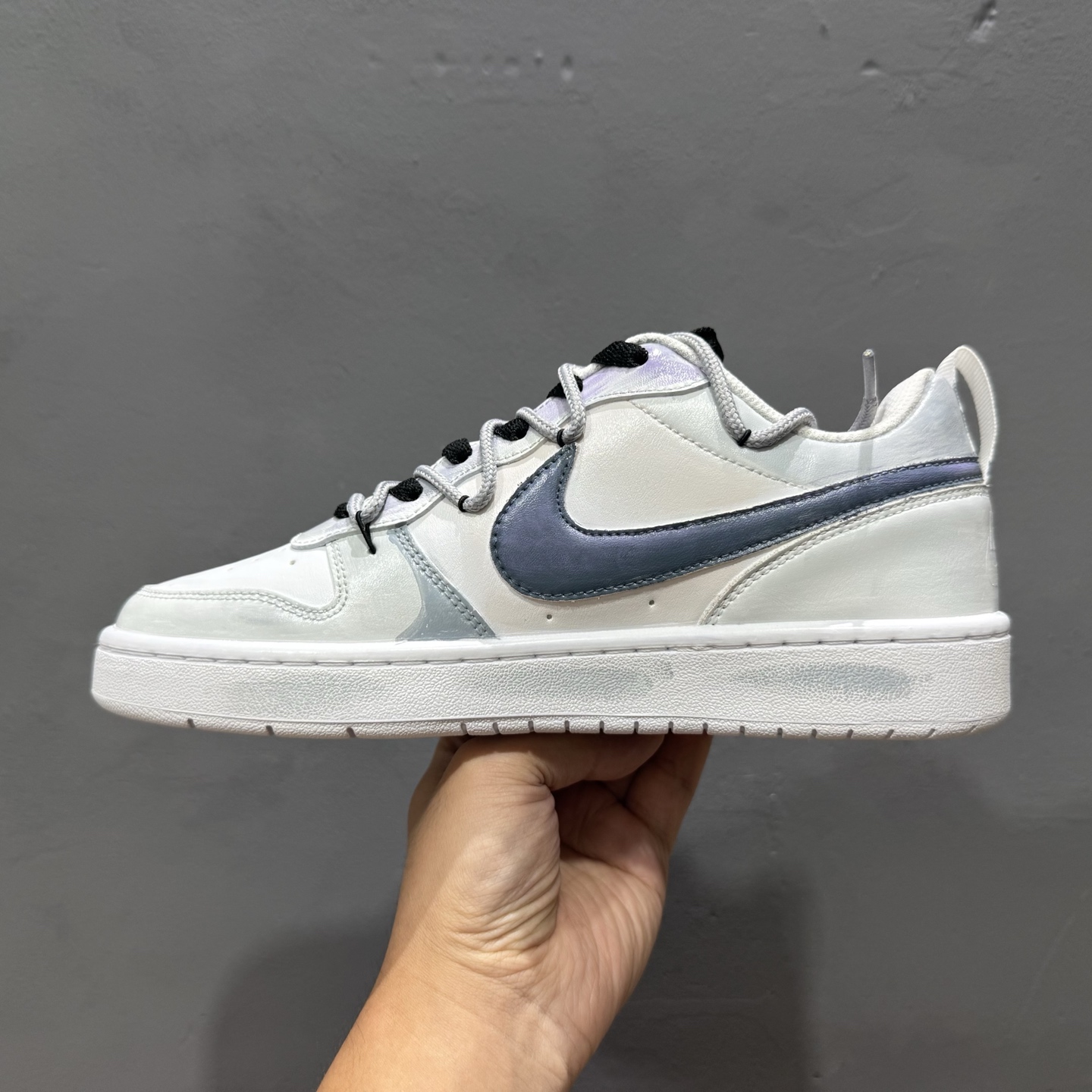 260 独家实拍 定制球鞋]Nike Court Borough“Love迷雾”解构手绘 潮流简约低帮板鞋 “Love 迷雾” 板鞋 BQ5448-217