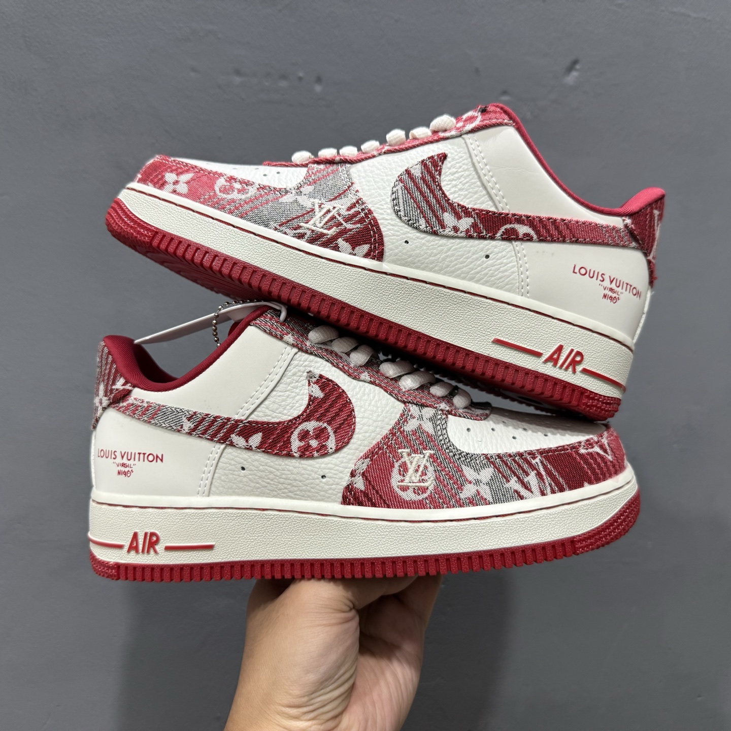 260 Louis Vuitton x NIke Air Force 1 灰红牛仔 SC9207-541