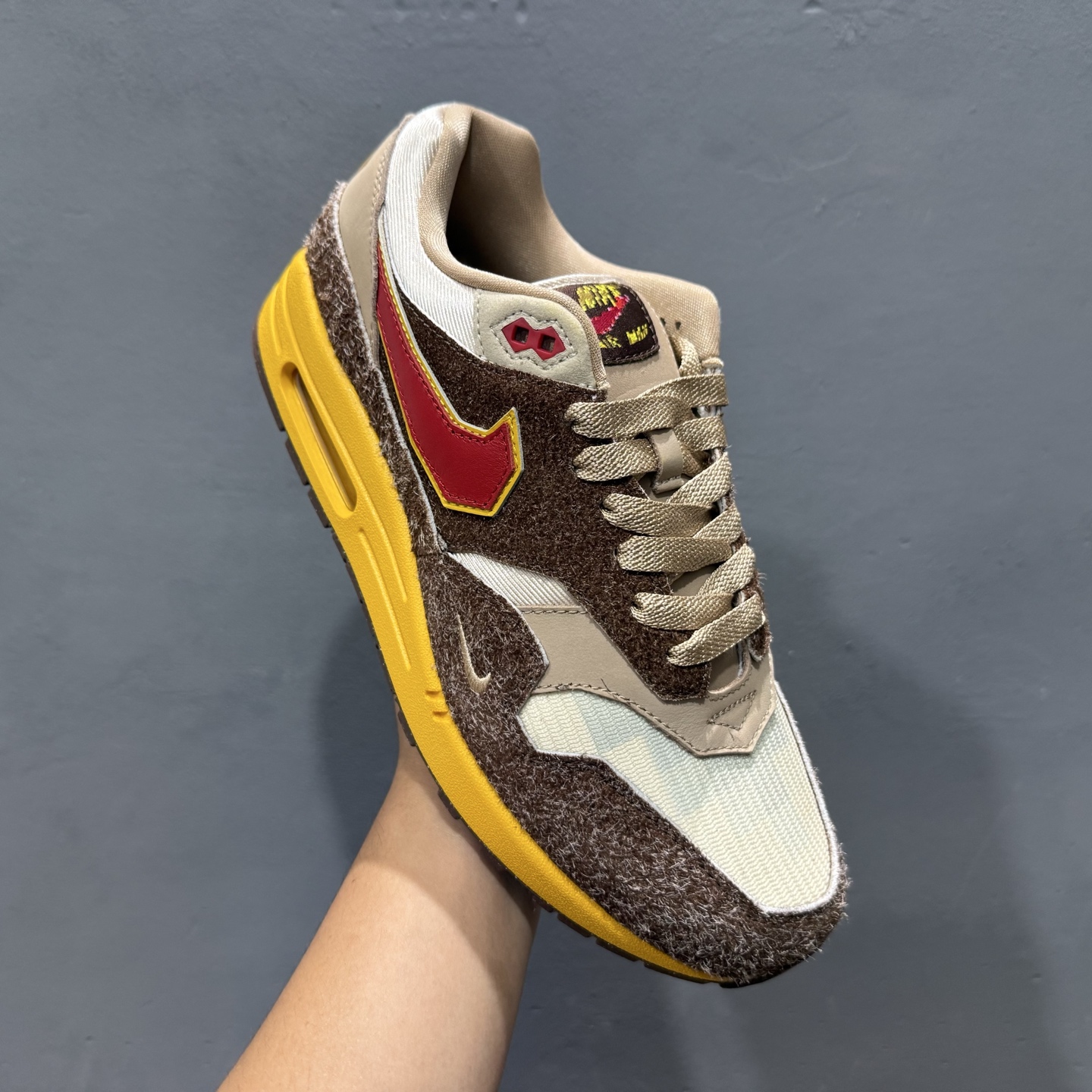 400 新款出货 纯原 NK SWOOSH x NK Air Max 1 “Big Head Origins”舒适百搭 低帮 休闲跑步鞋 男女同款 棕色 HV5876-200