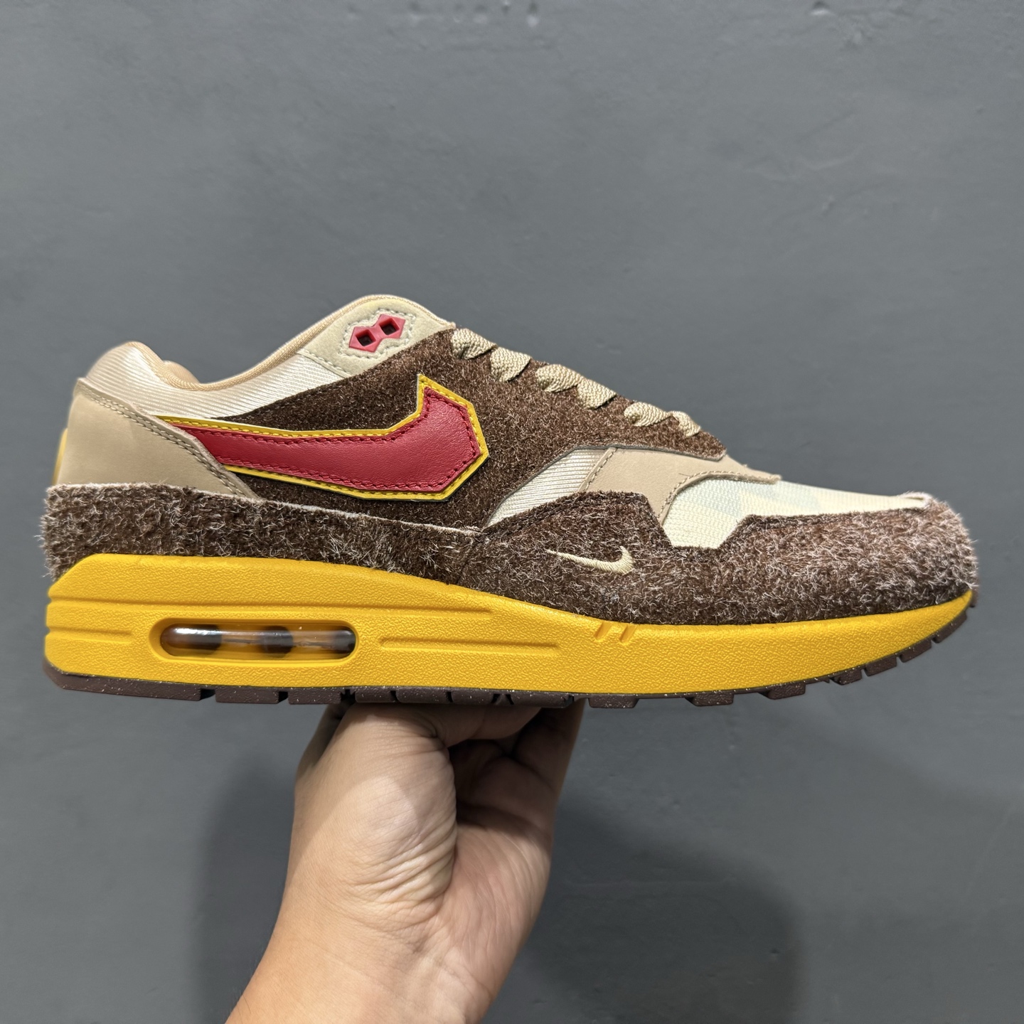400 新款出货 纯原 NK SWOOSH x NK Air Max 1 “Big Head Origins”舒适百搭 低帮 休闲跑步鞋 男女同款 棕色 HV5876-200