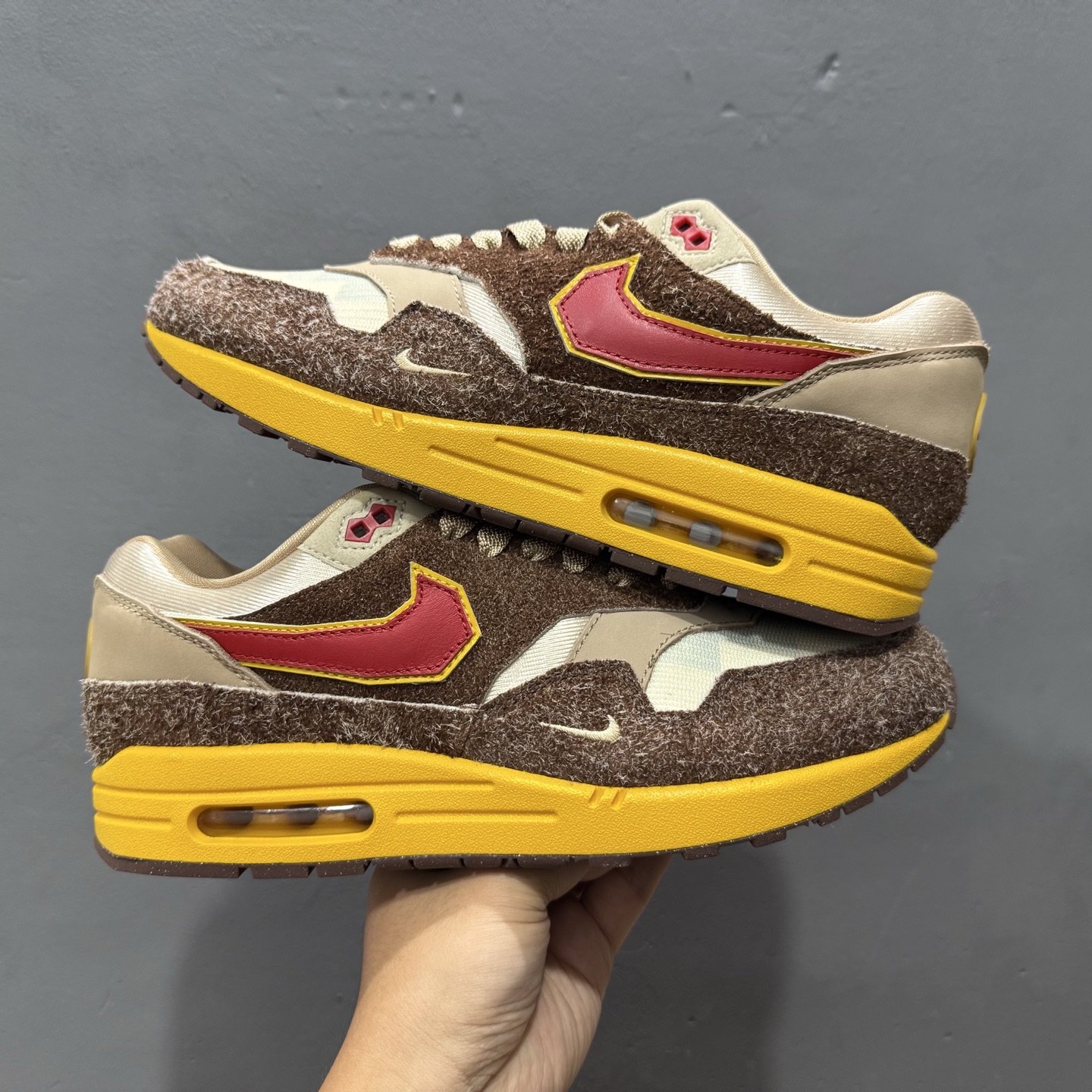 400 新款出货 纯原 NK SWOOSH x NK Air Max 1 “Big Head Origins”舒适百搭 低帮 休闲跑步鞋 男女同款 棕色 HV5876-200