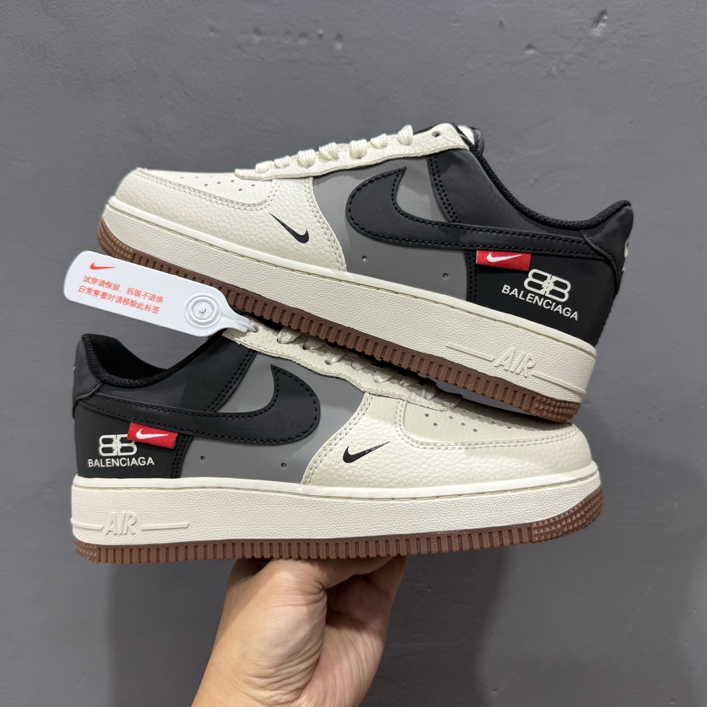 Balenciaga x Nike Air Force 1 米灰黑生胶 HJ3318-005