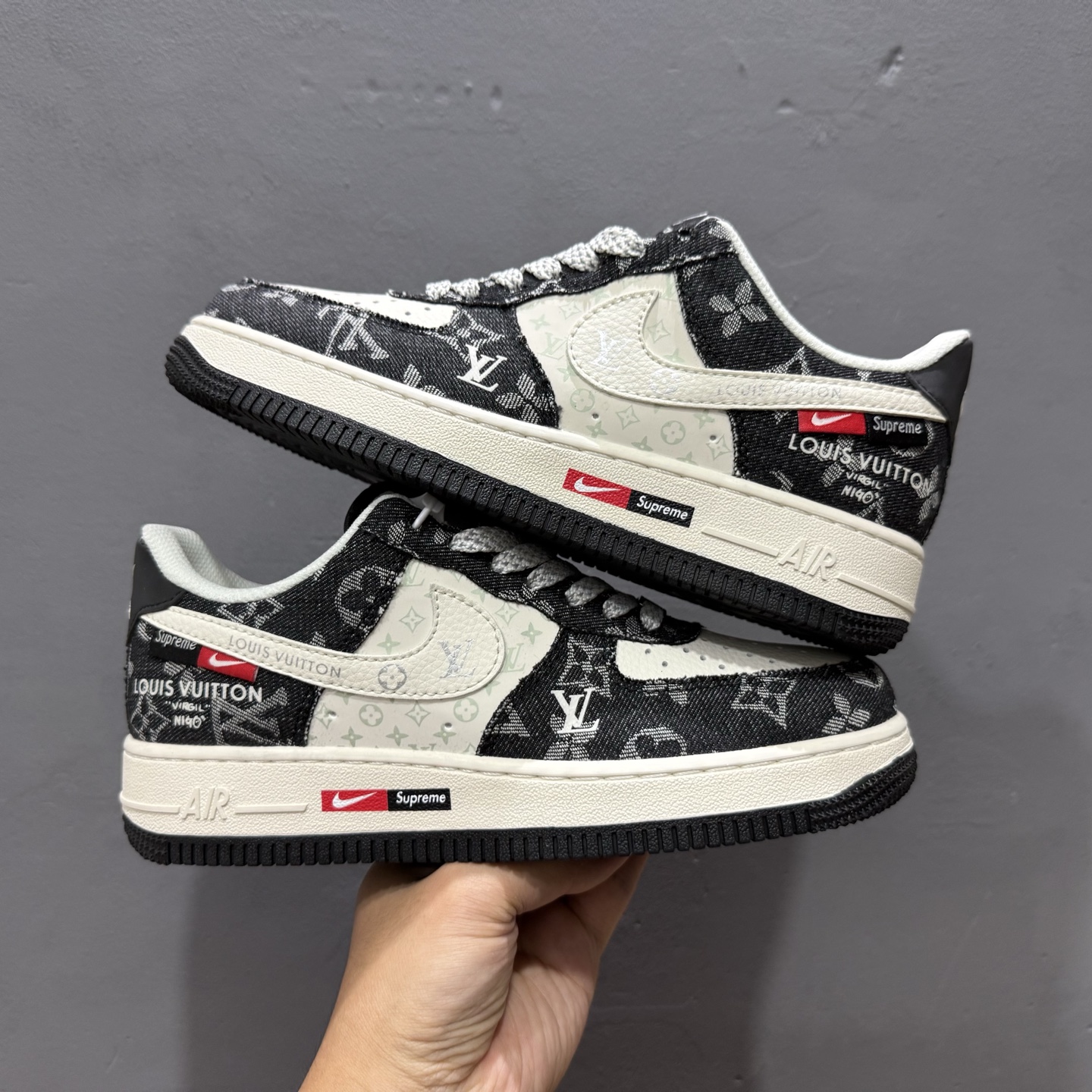 250 Nike Air Force 1‘07 Low LV联名 牛仔米白黑 空军一号低帮休闲板鞋 MZ9588-802