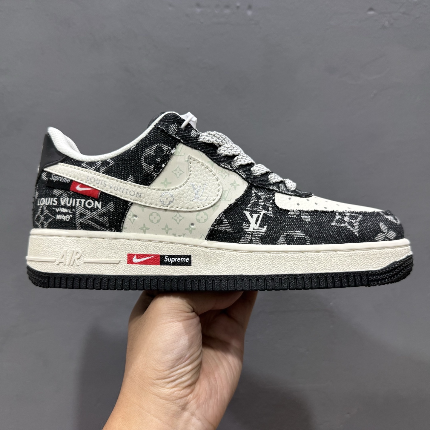 250 Nike Air Force 1‘07 Low LV联名 牛仔米白黑 空军一号低帮休闲板鞋 MZ9588-802