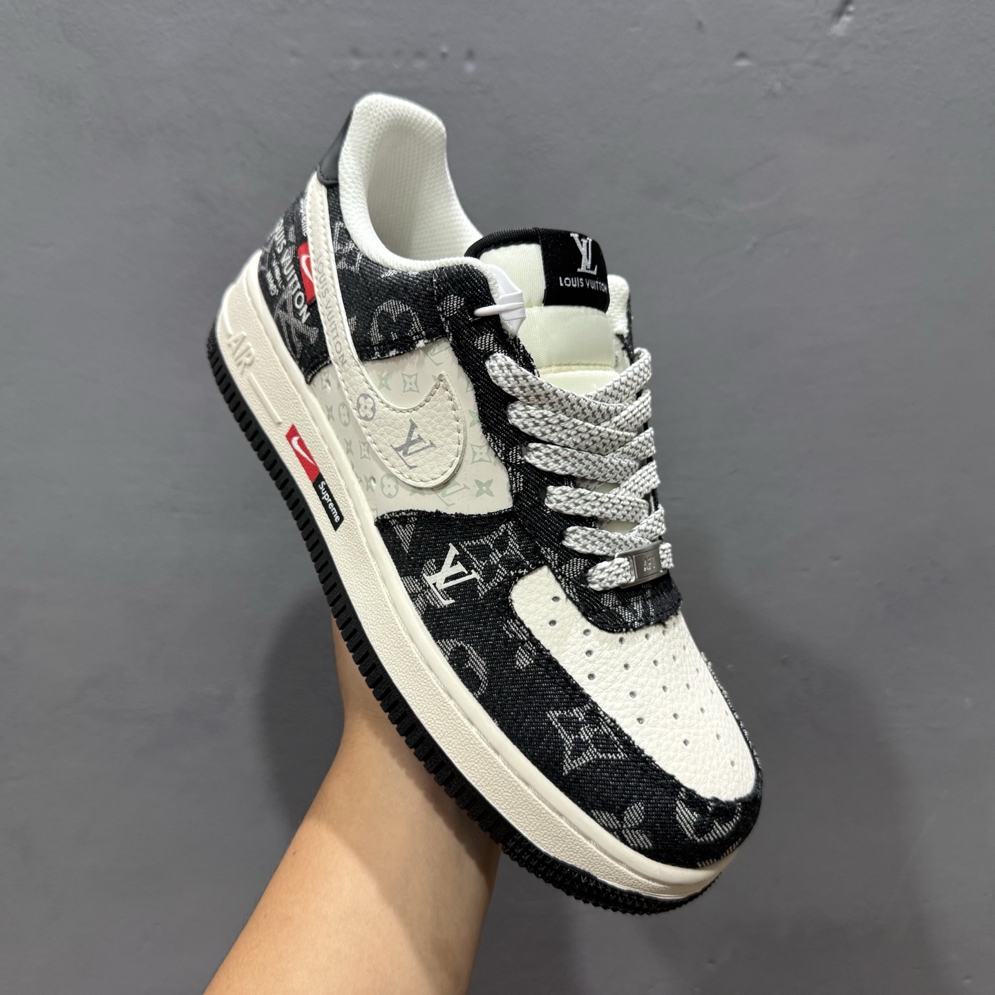 250 Nike Air Force 1‘07 Low LV联名 牛仔米白黑 空军一号低帮休闲板鞋 MZ9588-802
