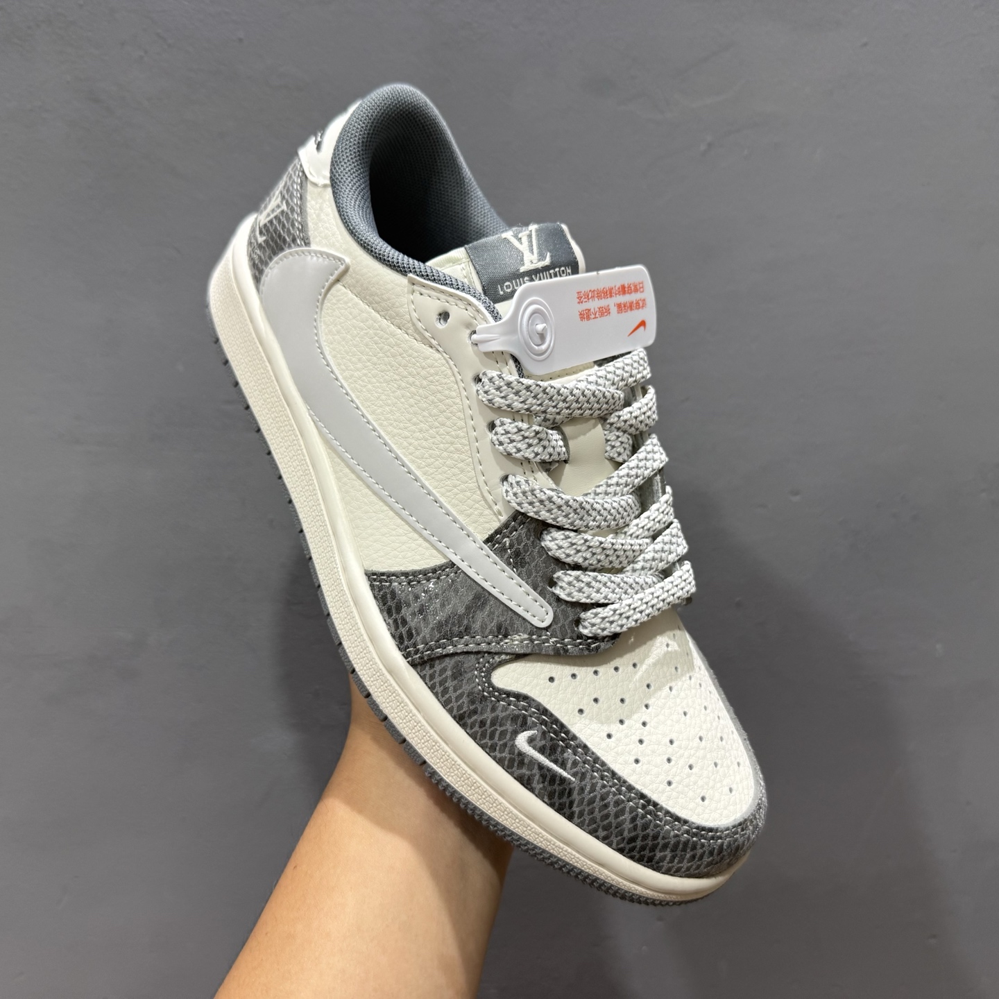 280 Travis Scott x Fragment Design x Air Jordan 1 Low OG SP AJ1 乔1 LV联名 蛇纹灰 低帮文化休闲板鞋 XS7089-619